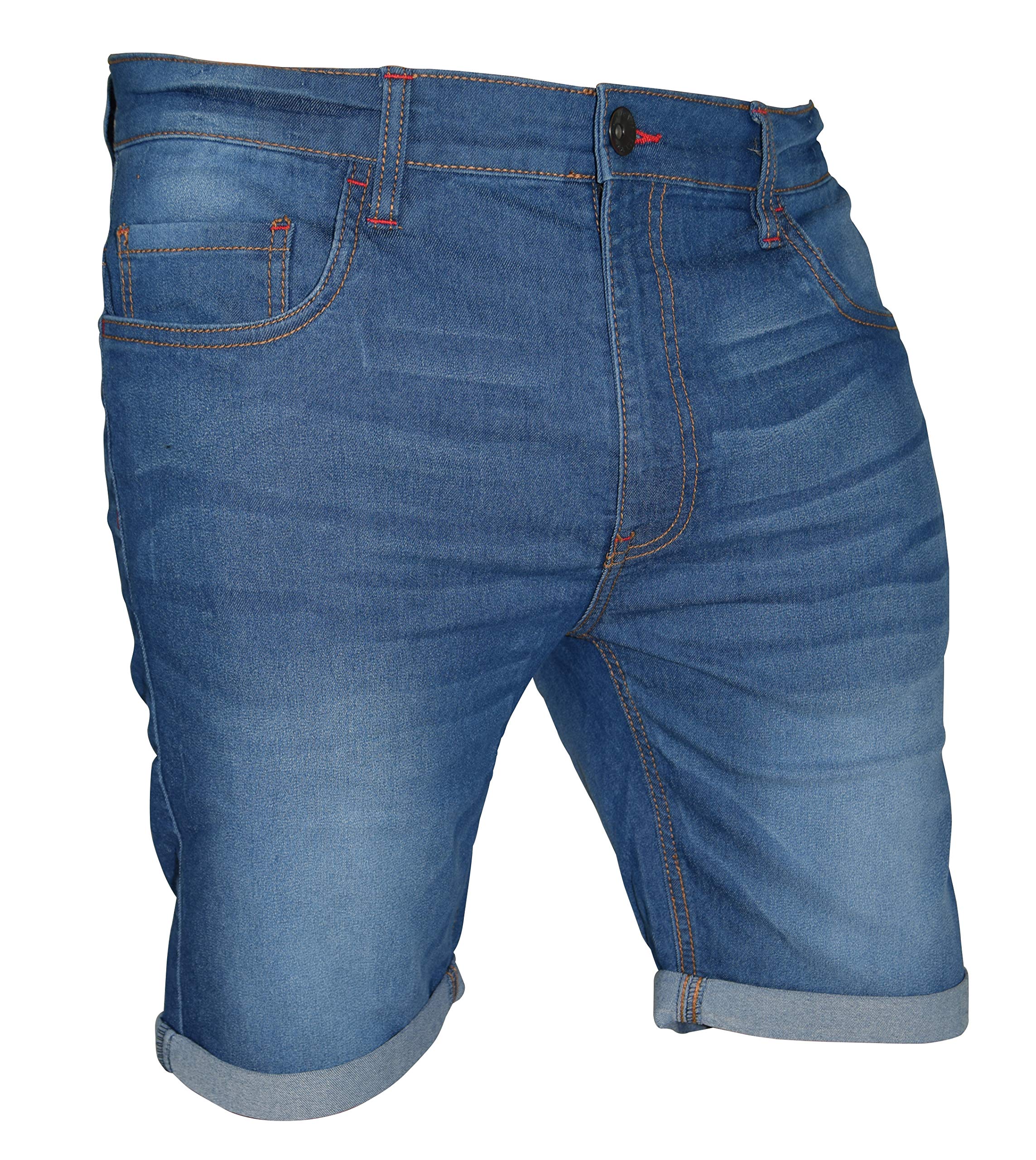 Men's Stretch Denim Chino Shorts - Slim Fit Casual Flat Front Short Pants with Spandex | Perfect for Summer, Beach, Travel & Everyday Wear