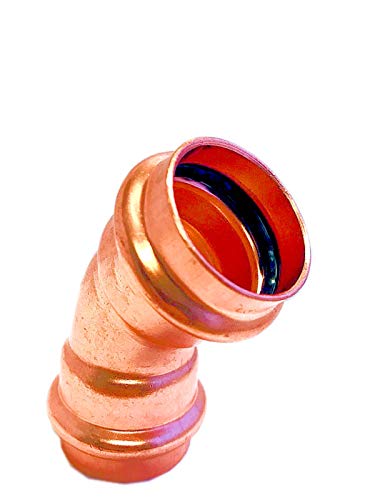 1-1/2 Inch Press Copper 45 Degree Elbow Fitting - Press x Press Connection for Plumbing Systems - Perfect for HVAC, Water Supply & Drainage Pipes