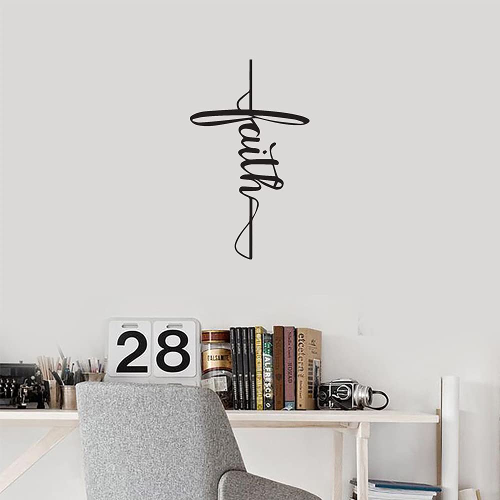 God Faith Cross Vinyl Decal Stickers (Black, Set of 2) - Waterproof Religious Stickers for Laptop, Phone, Car, Helmet, Mug & Home Decor - Perfect for Christian Gifts, Bible Study & Church Events