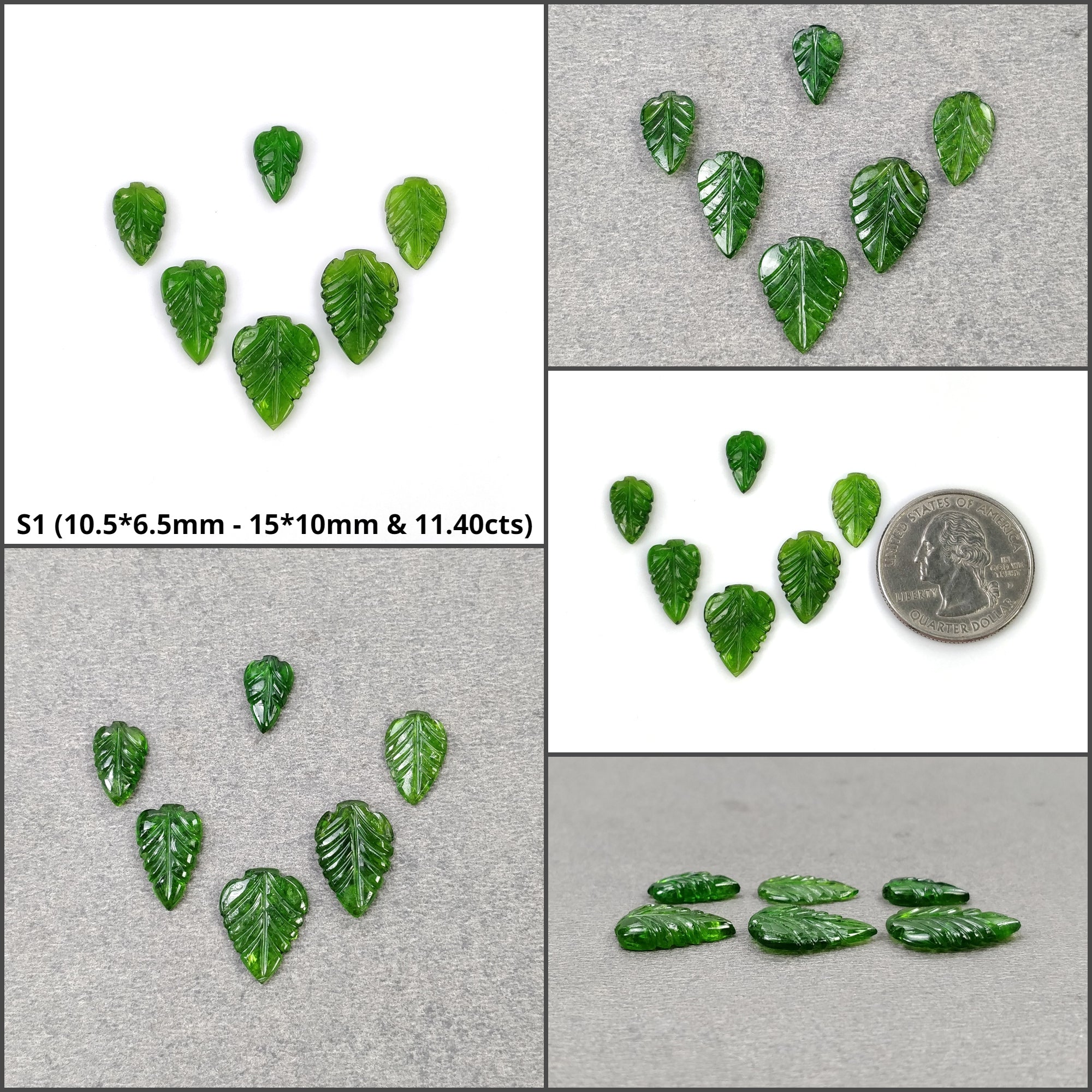 Natural Green Chrome Diopside Gemstone Carving - Handcrafted Leaf Pendant (6pcs/7pcs/10pcs) | Healing Crystal Jewelry for Meditation, Energy Work & Spiritual Gifts