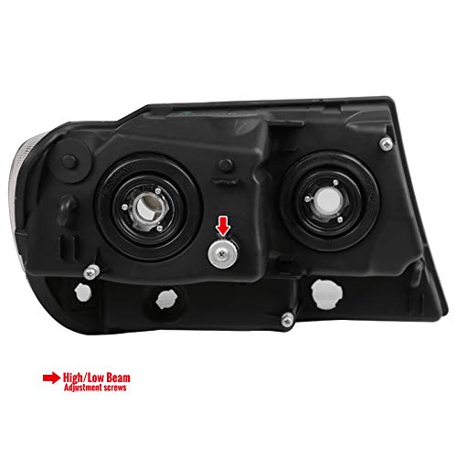 Jeep Grand Cherokee Headlights (1999-2004) - Black Replacement Headlamp Assembly Pair (Left + Right) for Improved Night Visibility & Off-Road Driving