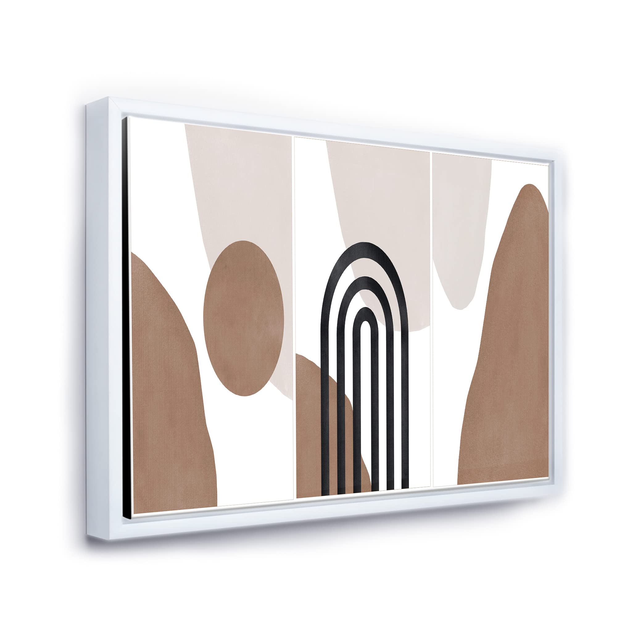 Abstract Terracotta & Ivory Shapes II - Modern Framed Canvas Wall Art Print for Living Room, Bedroom & Office Decor