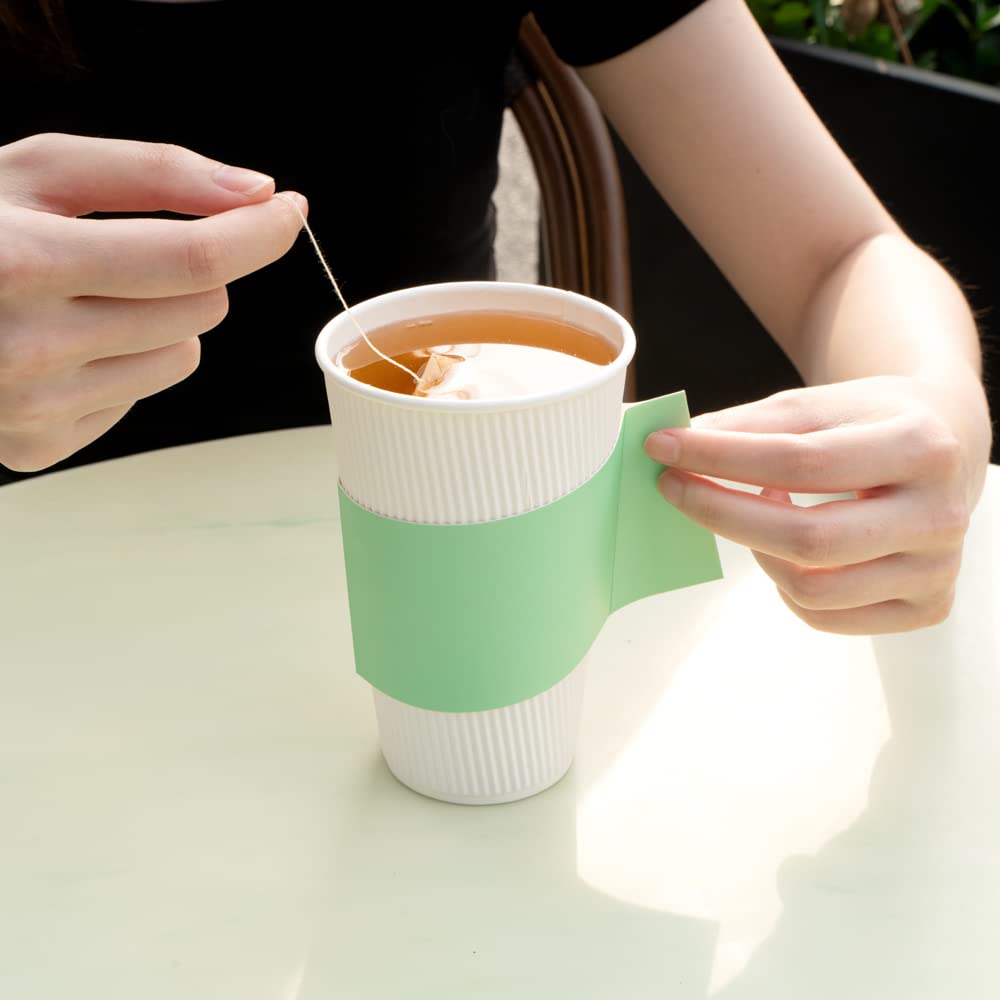 Disposable Hot Coffee Cup Sleeves with Handle - 1000 Pack Mint Green Paper Cup Jackets for 12oz, 16oz, 20oz Cups | Restaurantware for Coffee Shops, Cafes & Takeout Services (Cups Sold Separately)