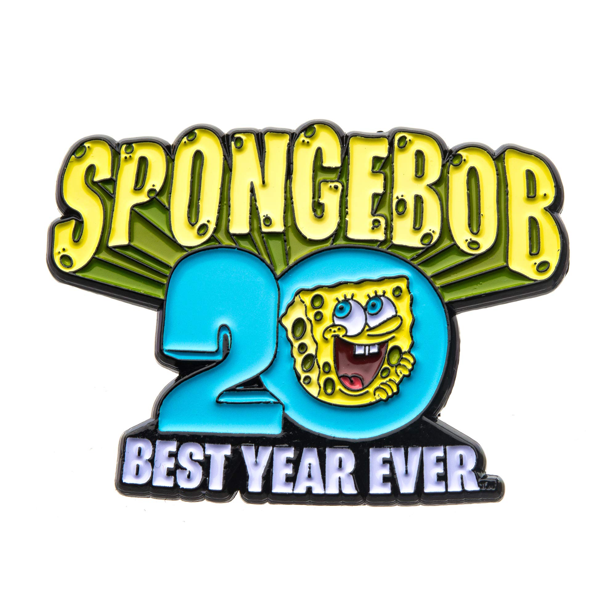 Nickelodeon SpongeBob SquarePants 20th Anniversary Best Year Ever Enamel Pin - Light Blue & Yellow White Collectible Badge | Perfect for Backpacks, Jackets, Hats & Fan Collections