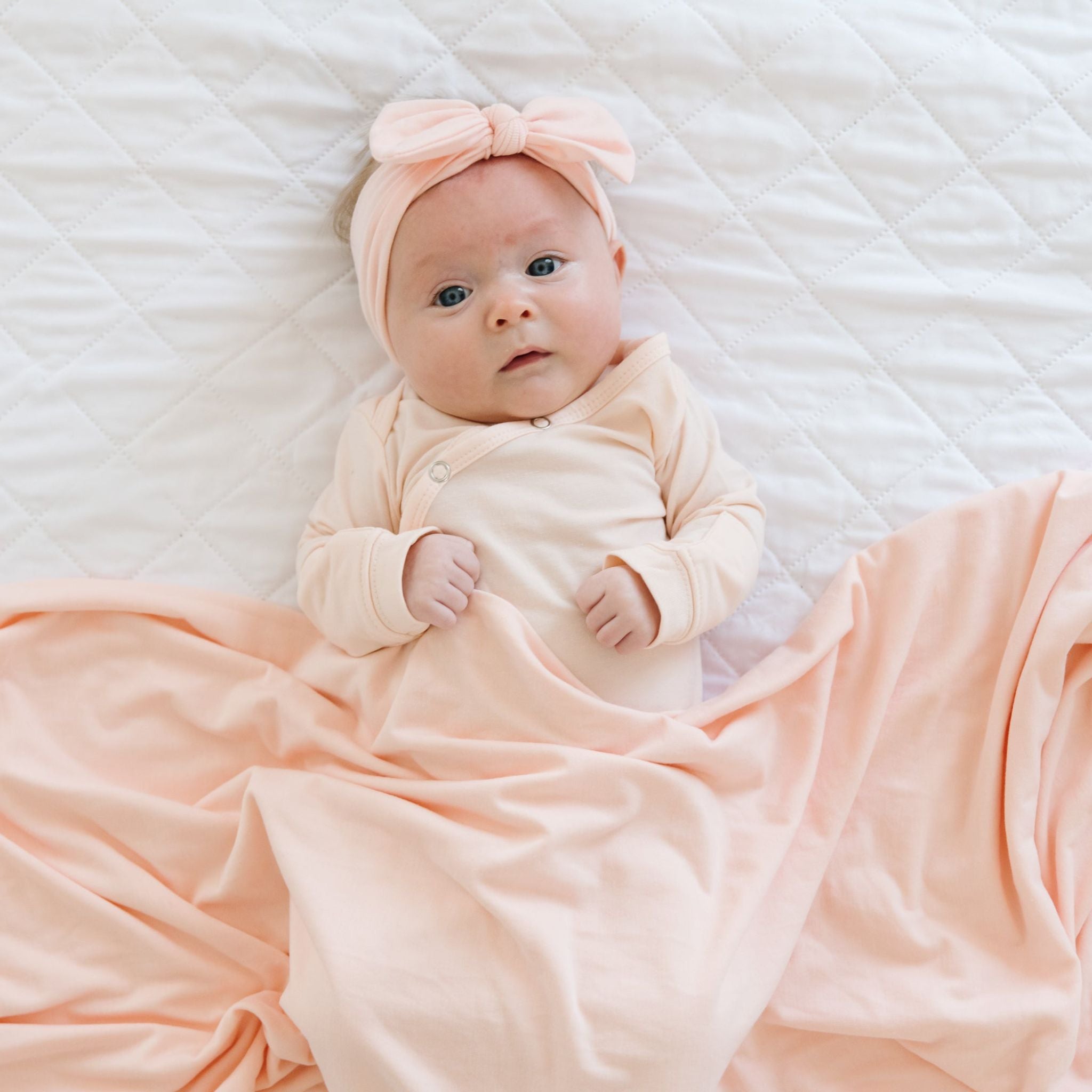 Soft Newborn Knotted Gown in Blush Pink - Comfortable Baby Sleepwear for Hospital, Home & Photo Shoots