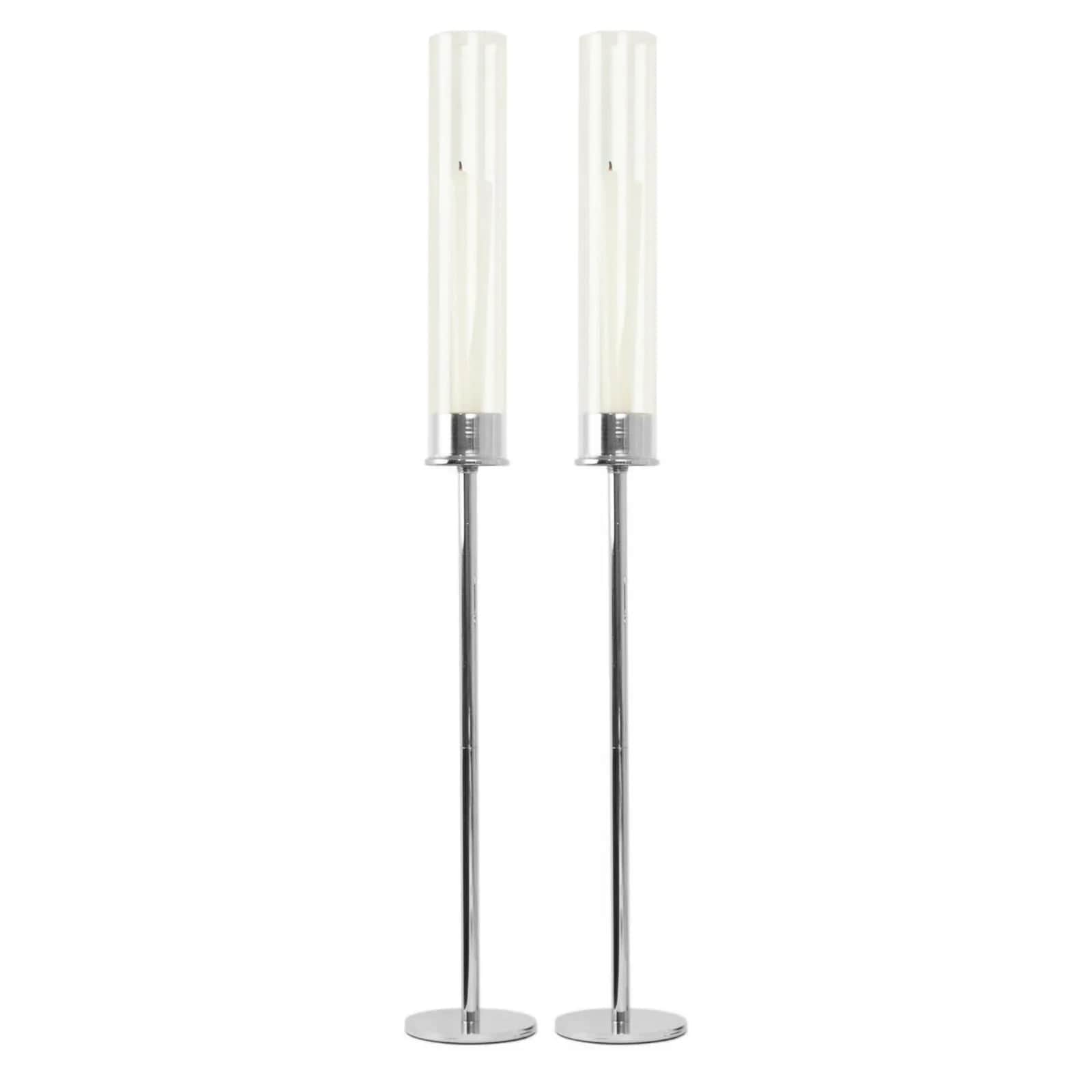 2 Pack Metal Hurricane Taper Candle Holders with Clear Cylinder Glass Shades - Elegant Table Centerpiece for Wedding, Dinner Party & Home Decor