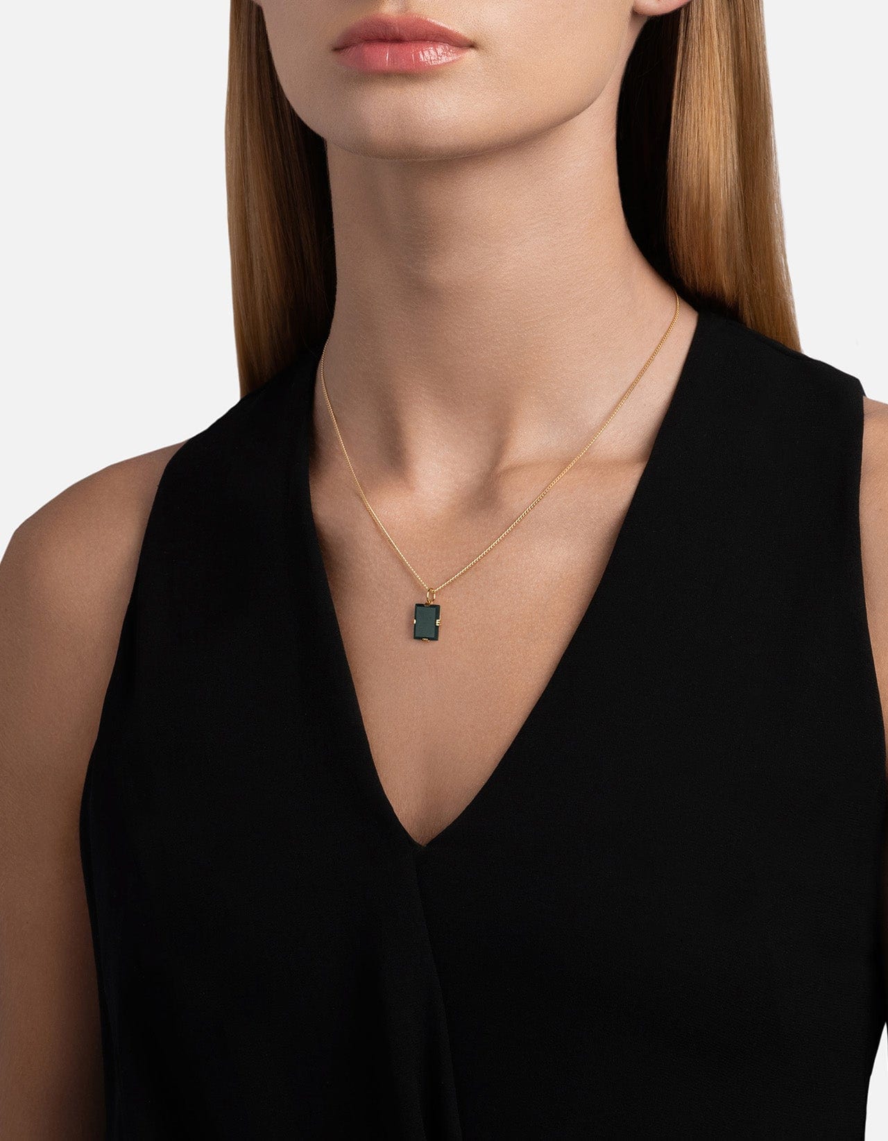 Lennox Green Agate Necklace in Gold Vermeil - Elegant Jewelry for Women, Perfect for Everyday Wear, Gifts & Special Occasions
