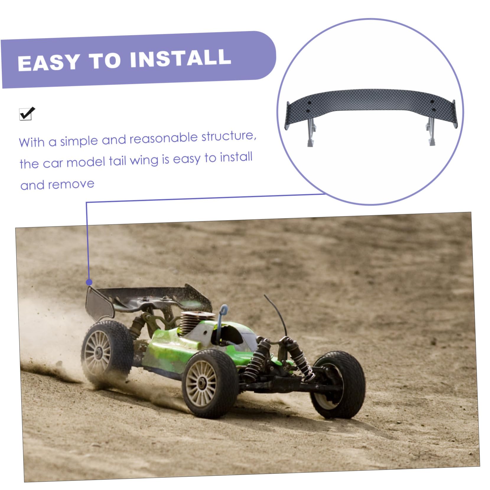 High-Performance Carbon Fiber Car Spoiler Wing - Universal Rear Trunk Spoiler for Mini & Model Cars - Racing Style Exterior Upgrade for Enhanced Aerodynamics & Sporty Look - Perfect for Street Racing, Car Shows & Custom Builds