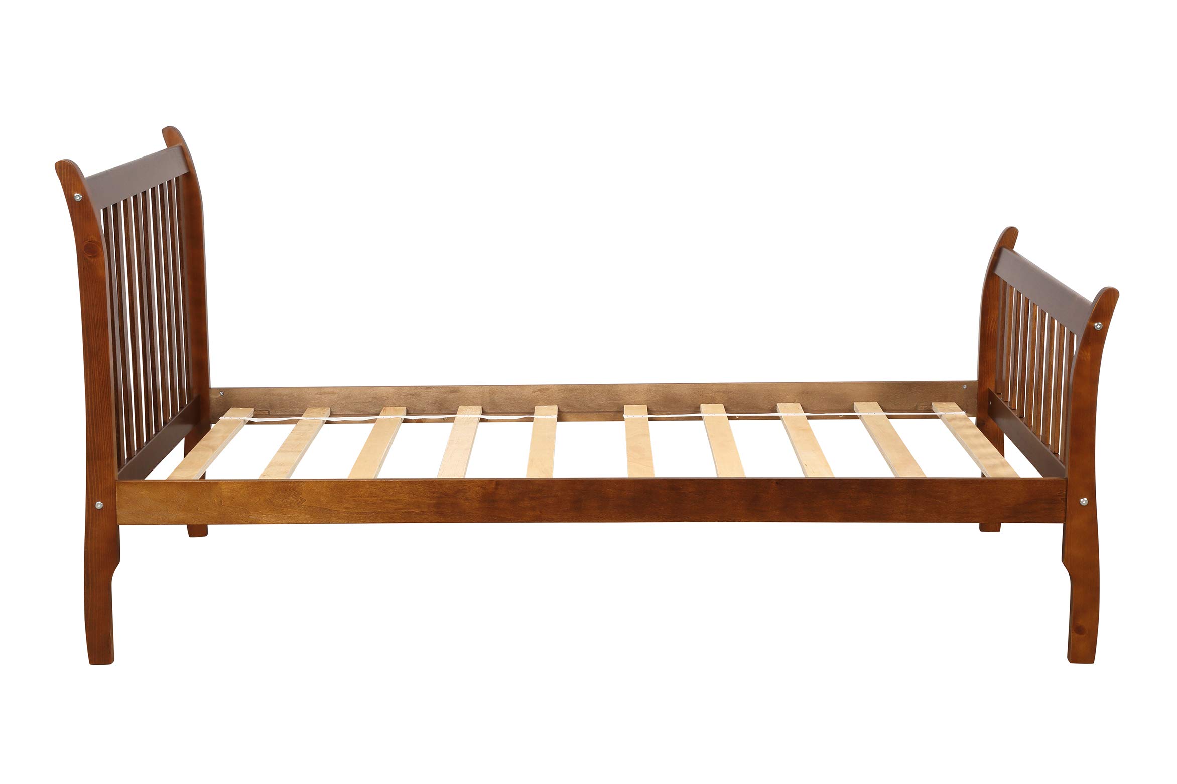 RUNNA Twin Wood Platform Bed Frame for Kids & Teens with Headboard & Footboard - Sturdy Mattress Foundation with Wood Slat Support, No Box Spring Needed (Walnut) - Perfect for Small Bedrooms, Dorm Rooms & Kids' Rooms
