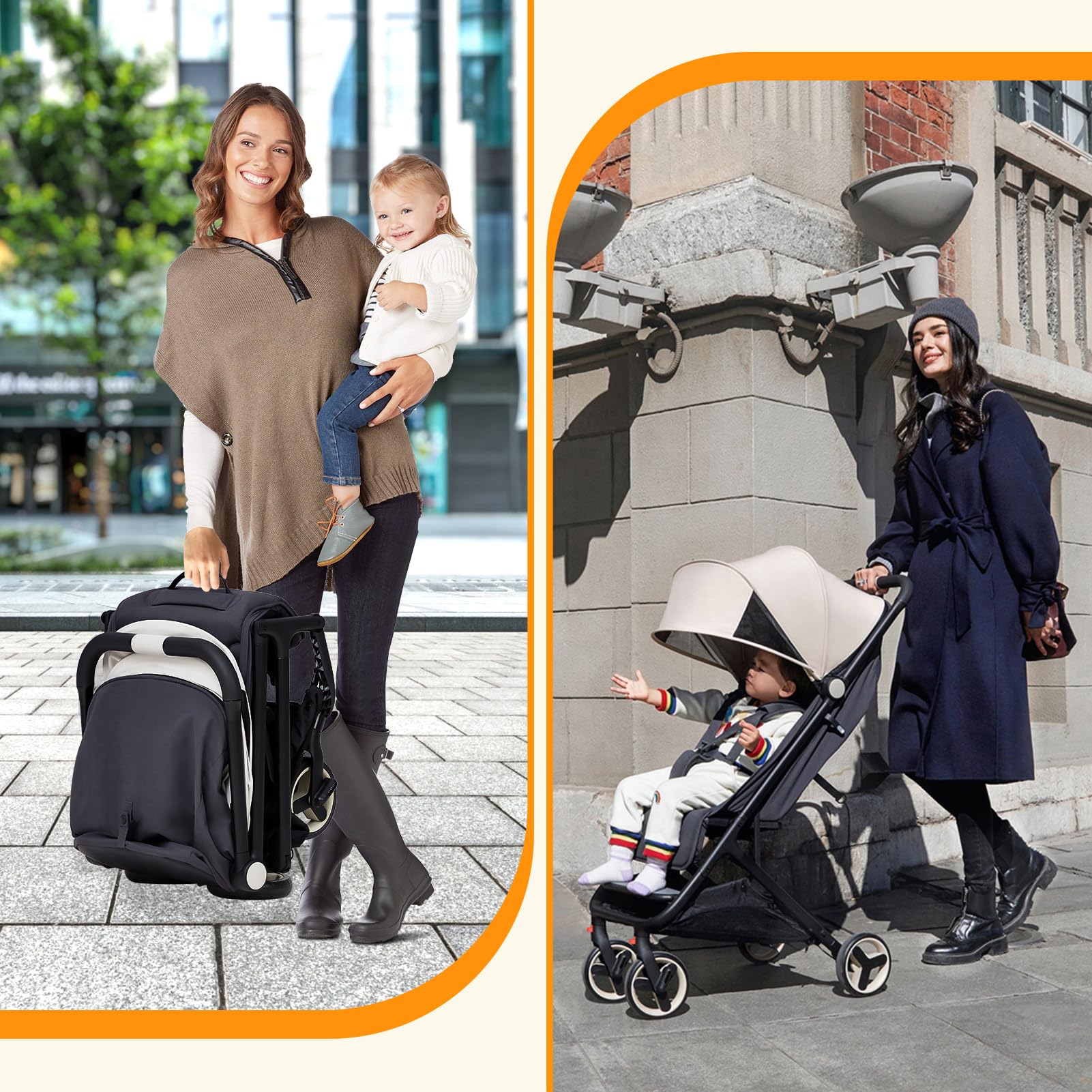 GAOMON Lightweight Compact Stroller - One-Hand Fold Travel Stroller for Airplane, Reclining Seat with Sun Canopy | Perfect for Travel, Shopping & Daily Use with Baby