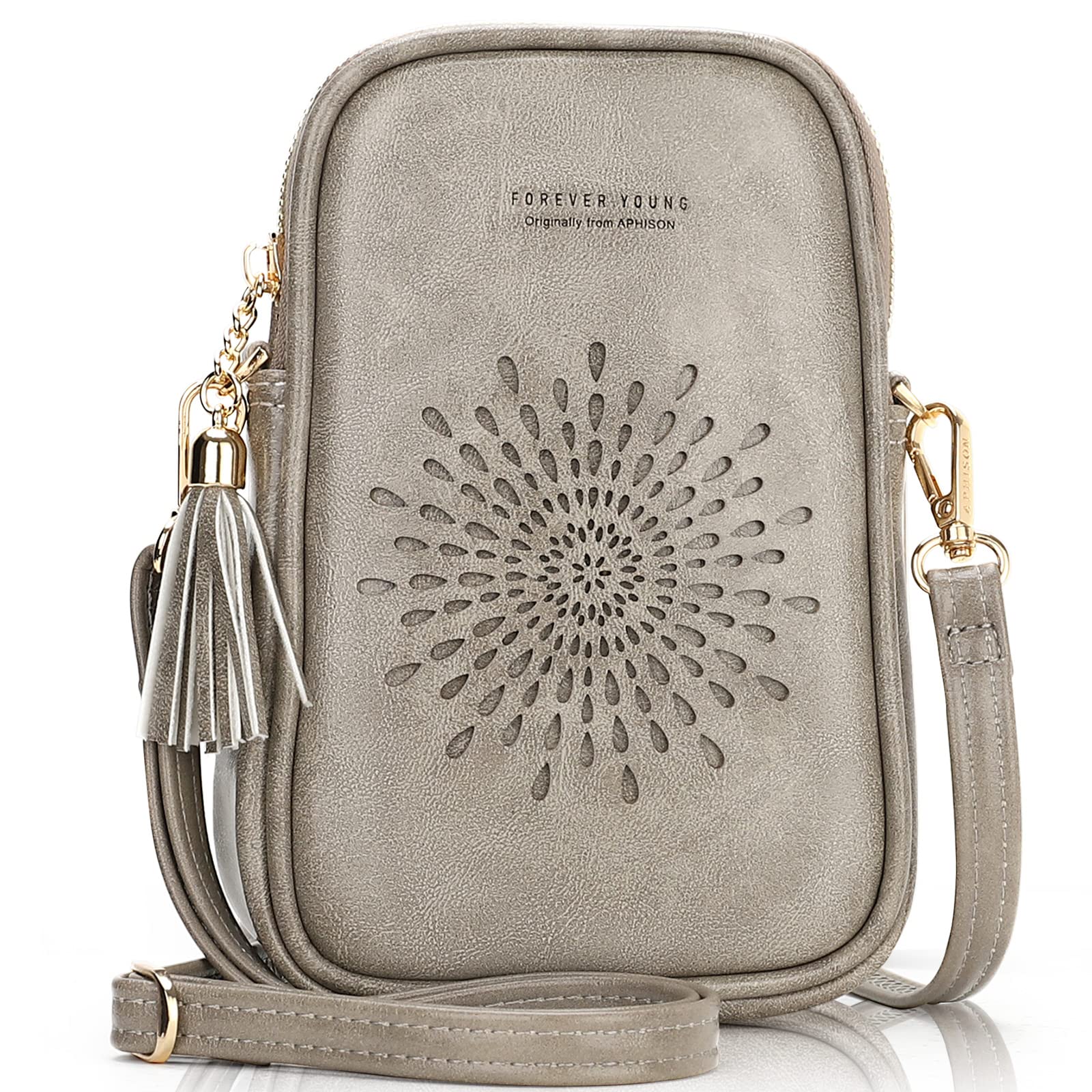 APHISON Mini Leather Crossbody Phone Purse for Women - Lightweight Small Handbag with Tassel for Teen Girls | Perfect for Parties, Shopping & Daily Use