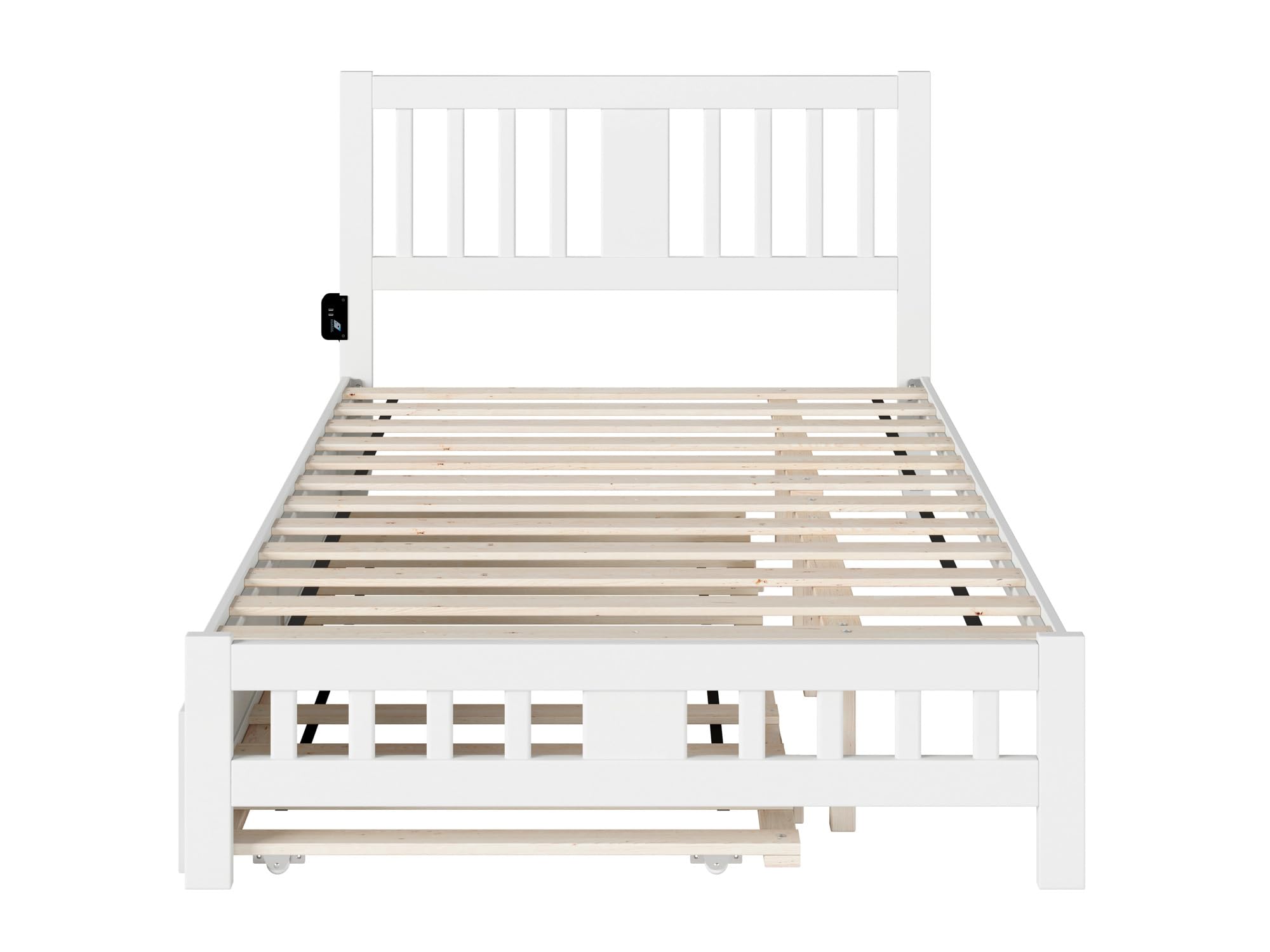 AFI Tahoe Full Size Platform Bed with Footboard & Twin Trundle in White - Modern Wooden Bed Frame for Guest Room, Kids Room & Small Spaces - Easy Assembly & Sturdy Design