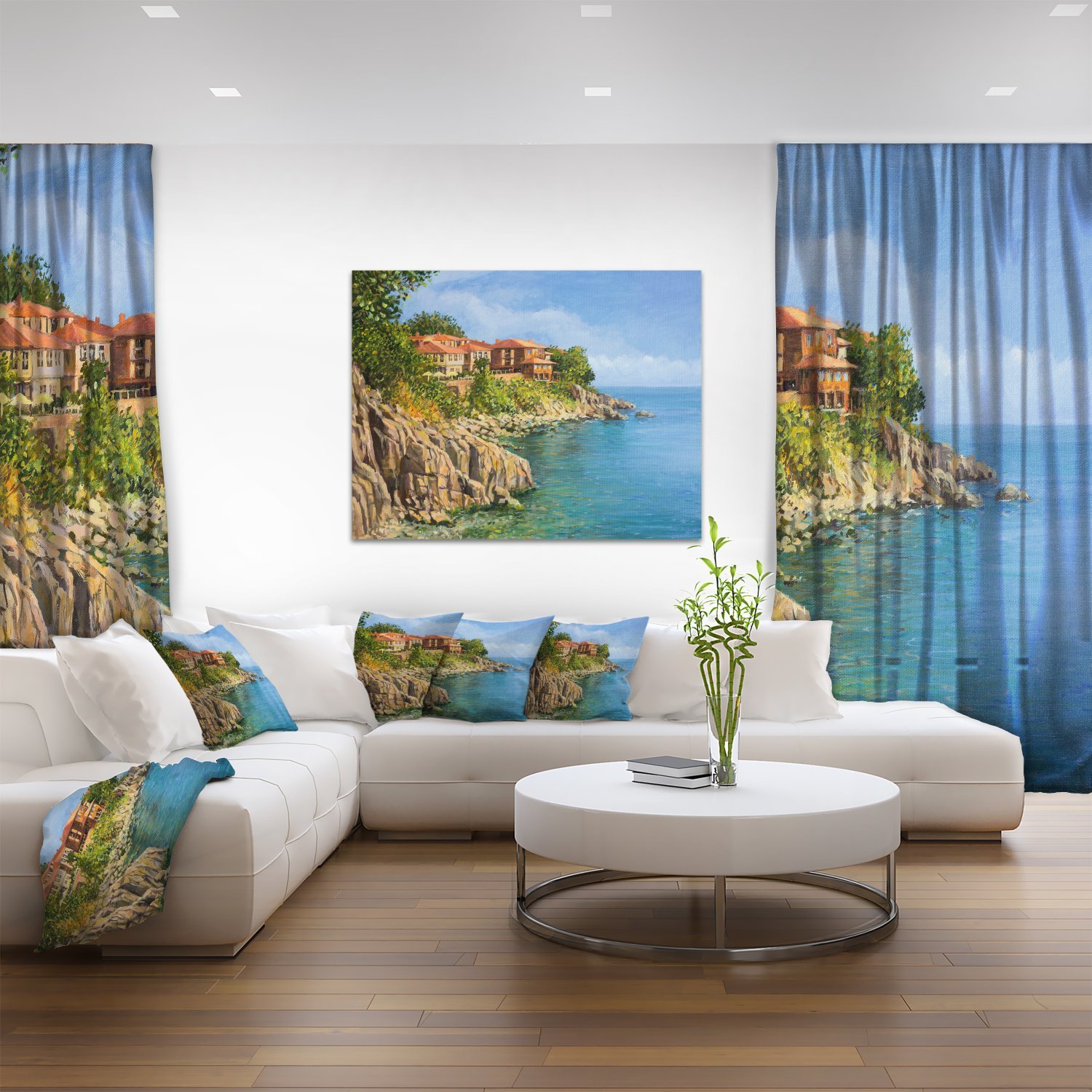 Blue Summer Sea Landscape Painting - Coastal Wall Art Canvas Print for Beach House Decor, Living Room & Office