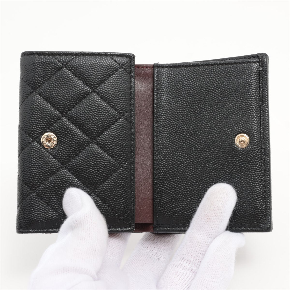 Chanel Caviar Black Fold Wallet for Women - Luxury Leather Wallet with Card Slots & Coin Pocket - Perfect for Everyday Use & Gift Giving