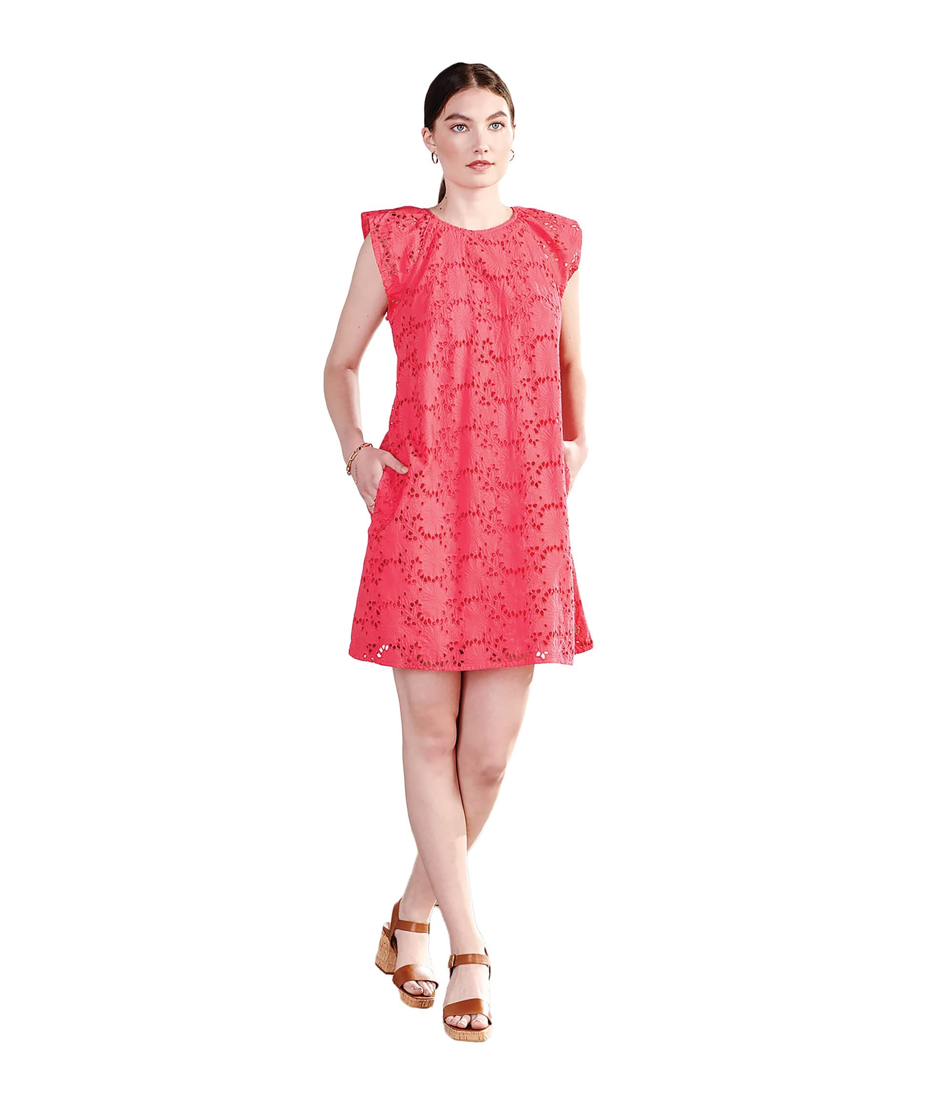 Hatley Kaia Eyelet Dress for Girls - Rouge Red Floral Summer Dress | Perfect for Beach, Parties & Casual Outings