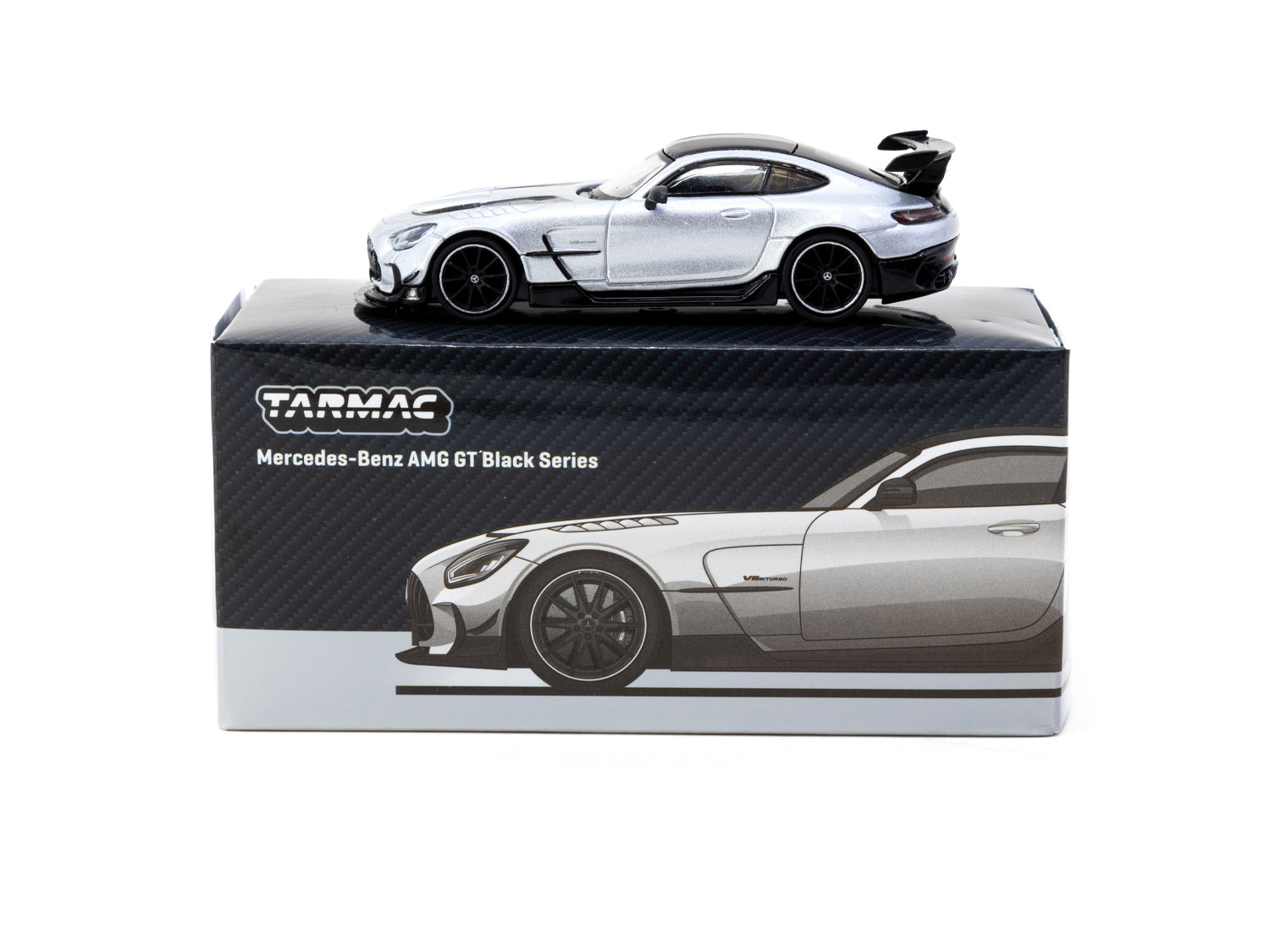 Tarmac Works 1/64 Scale Mercedes Benz AMG GT Black Series Diecast Model Car - Silver Metallic Finish | Collectible Toy Car for Display & Racing Scenes | Perfect for Car Enthusiasts & Model Collectors