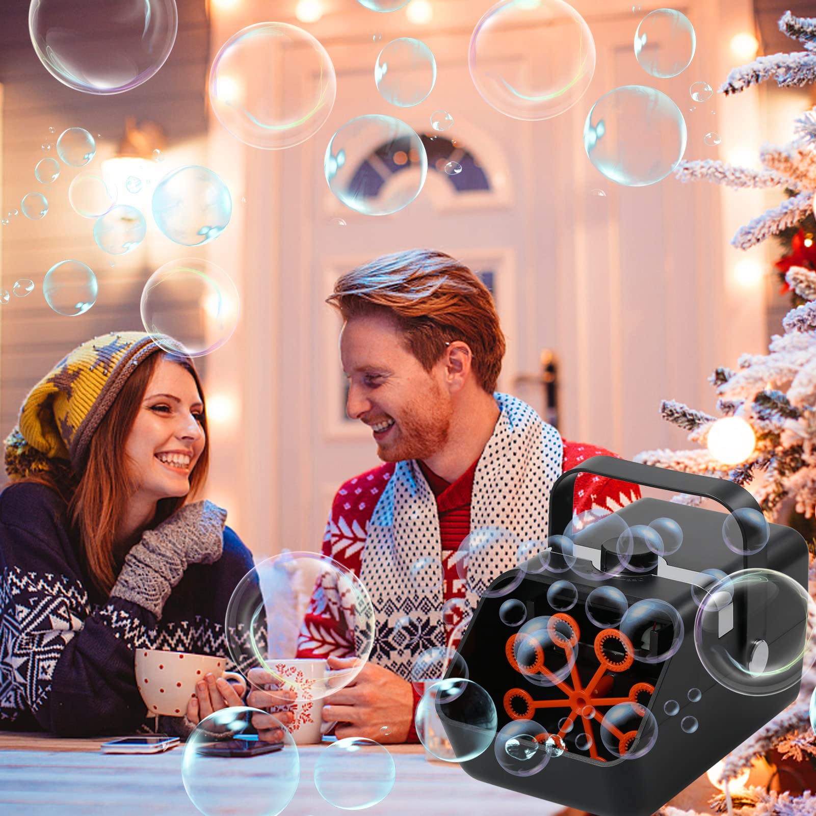 Automatic Bubble Blower Machine - 2 Speed Portable Bubble Maker for Kids Parties, Weddings, Birthdays, Outdoor & Indoor Events (Black) | Perfect for Backyard Fun, Park Playdates, and Festive Celebrations