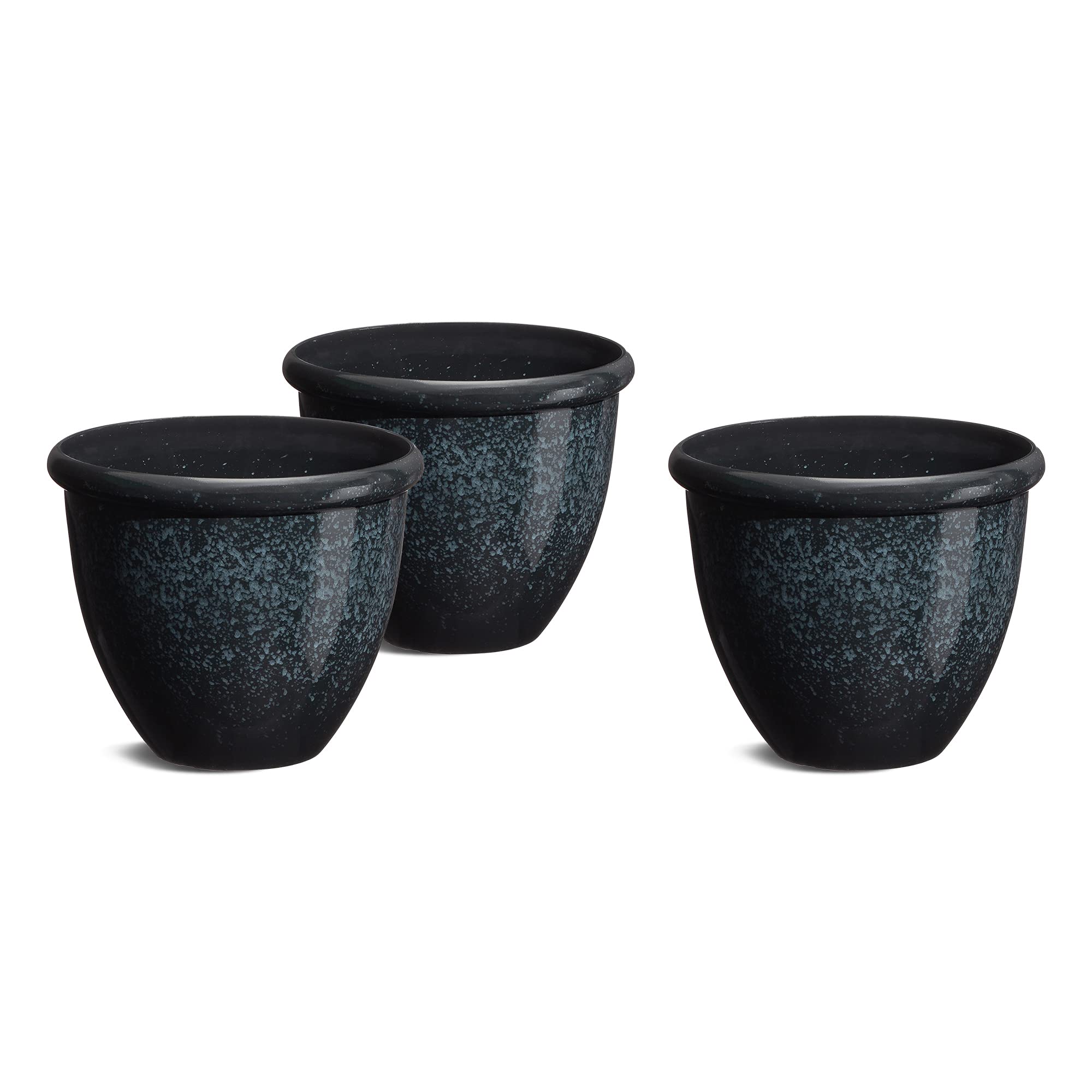 Glitzhome Set of 3 Lightweight Faux Ceramic Plastic Plant Pots with Drainage Holes - 14.25
