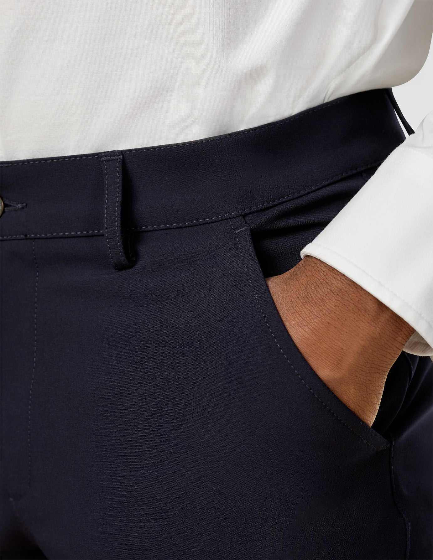 Essential Comfort Stretch Regular Fit Pants for Men - Midnight Blue | Casual Wear, Office & Travel