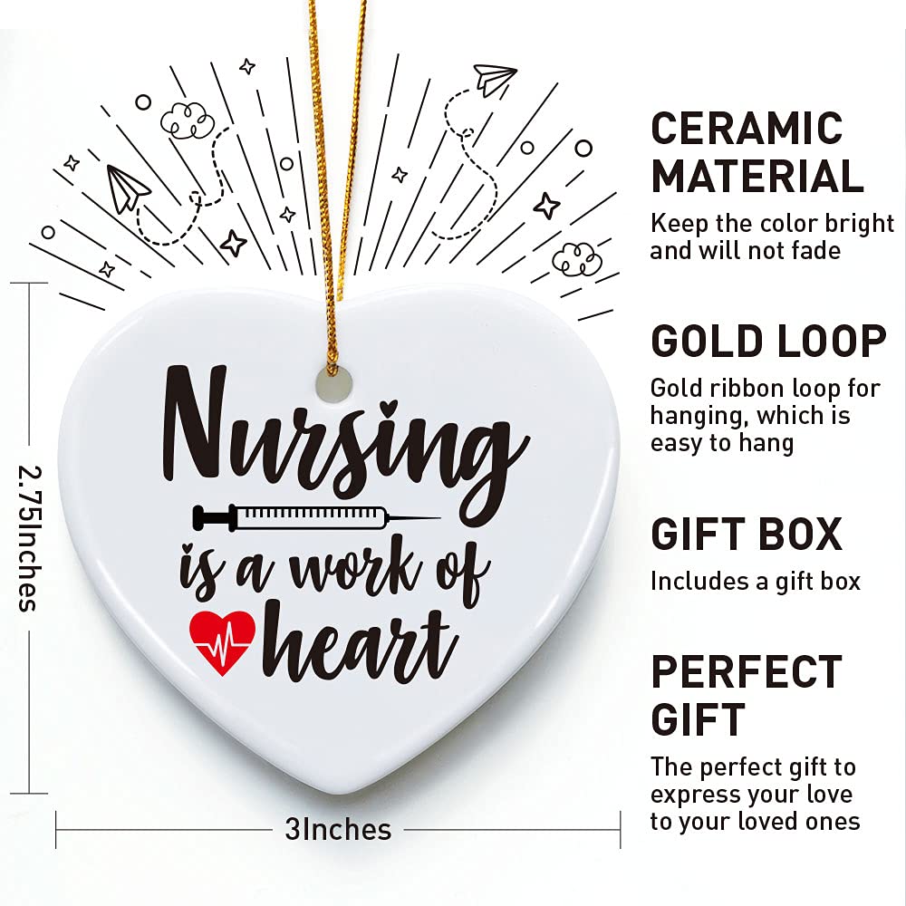 Nurse Appreciation Gifts - Heart Shaped Plaque with 'Nursing is A Work of Heart' Engraving - Thank You Gift for Nurses, Nursing Graduation, Birthday & Christmas - Perfect for Home, Office Decor or Nurse's Week Celebration