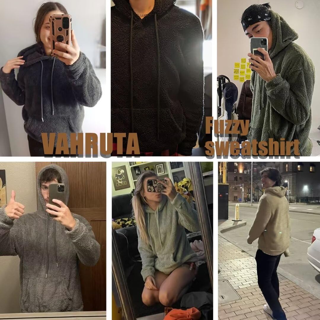 Men's Soft Sherpa Hoodie - Fleece Lined Long Sleeve Pullover Sweatshirt for Winter | Cozy Fall & Winter Outerwear for Casual Wear, Outdoor Activities & Lounging