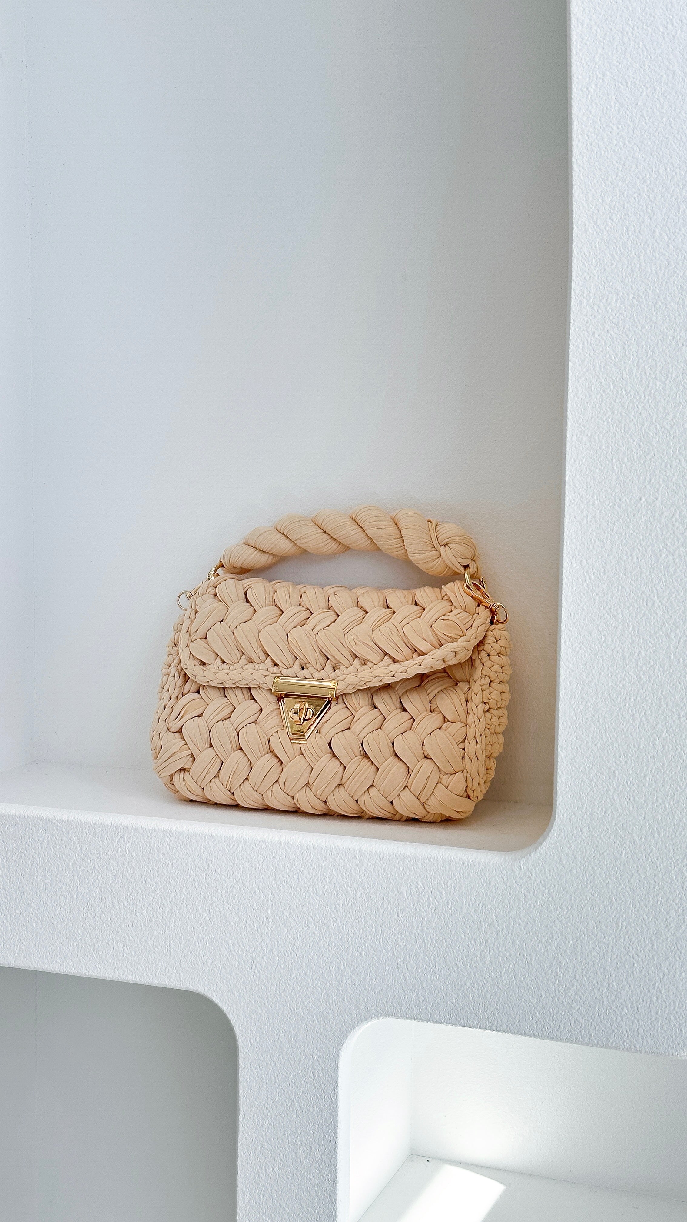 Annabel Chunky Plaited Handbag for Women - Stylish Cream Crossbody Purse with Adjustable Strap, Perfect for Work, Travel and Everyday Use