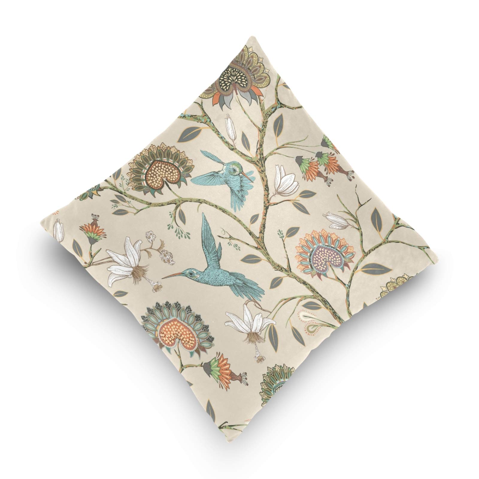 20x20 Inch Hummingbird & Floral Decorative Throw Pillow Covers - Square Farmhouse Style Cushion Cases for Sofa, Couch, Bedroom & Living Room Decor - Perfect for Home, Office & Seasonal Decorations