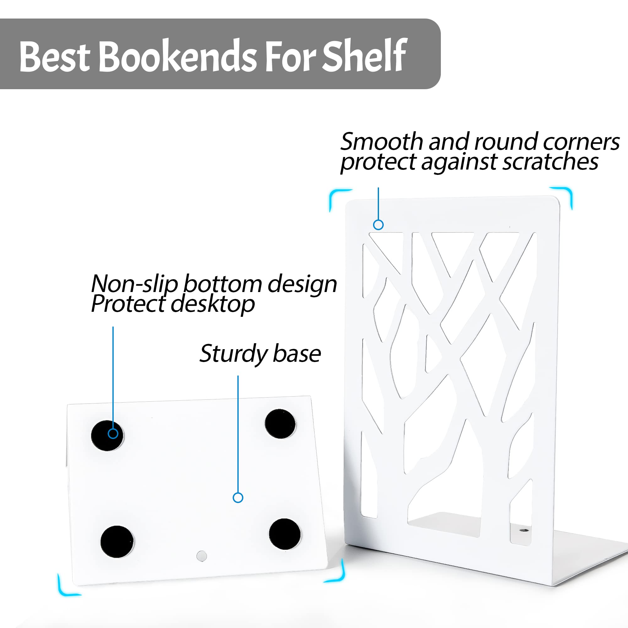 Decorative Heavy Duty Metal Bookends for Bookshelf, Desk, and Office - Perfect for Organizing Books, Documents, and Home Decor