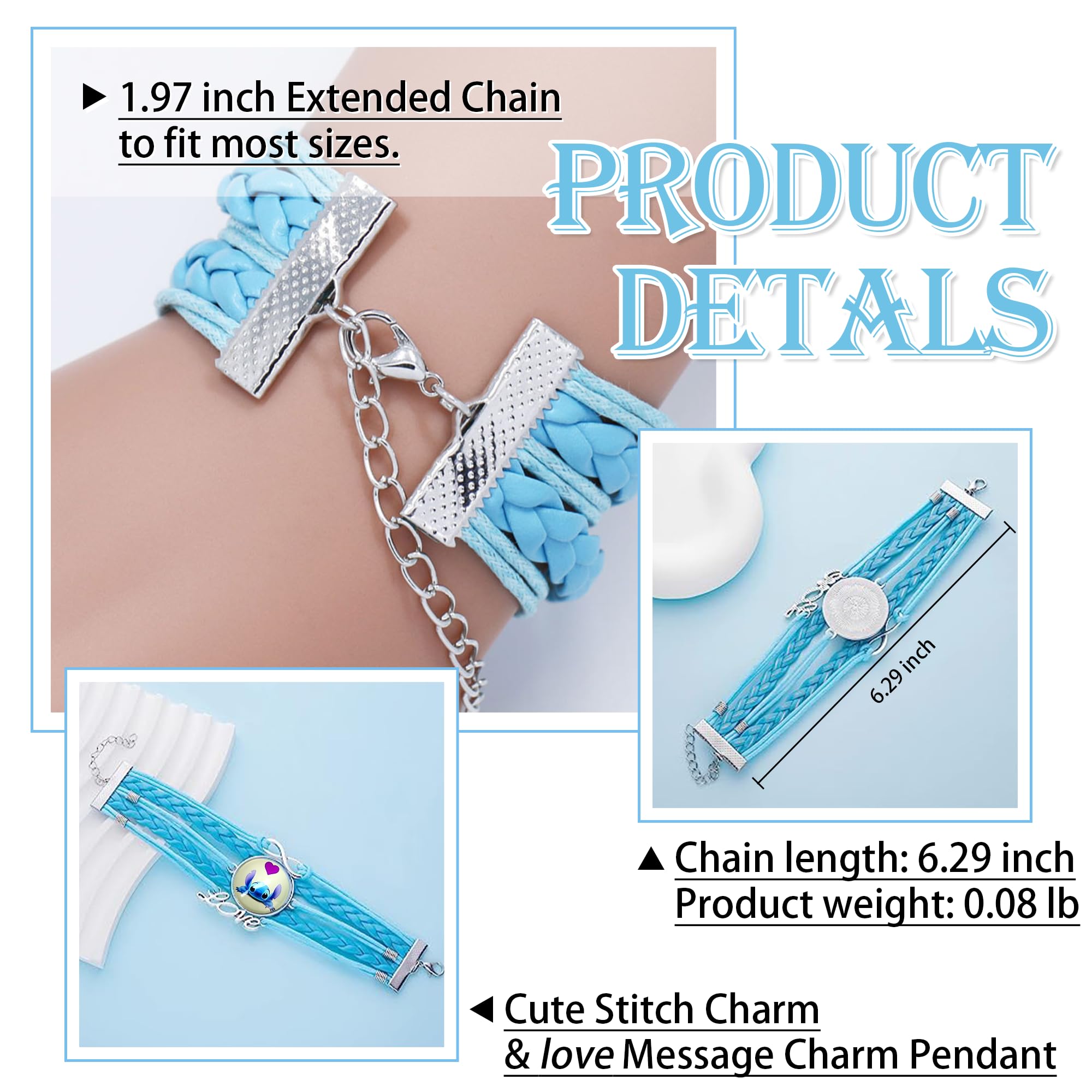 Stitch Charm Bracelet for Women - Cute Disney Stitch Jewelry, Perfect Birthday Gift for Her, Party Favors & Everyday Wear