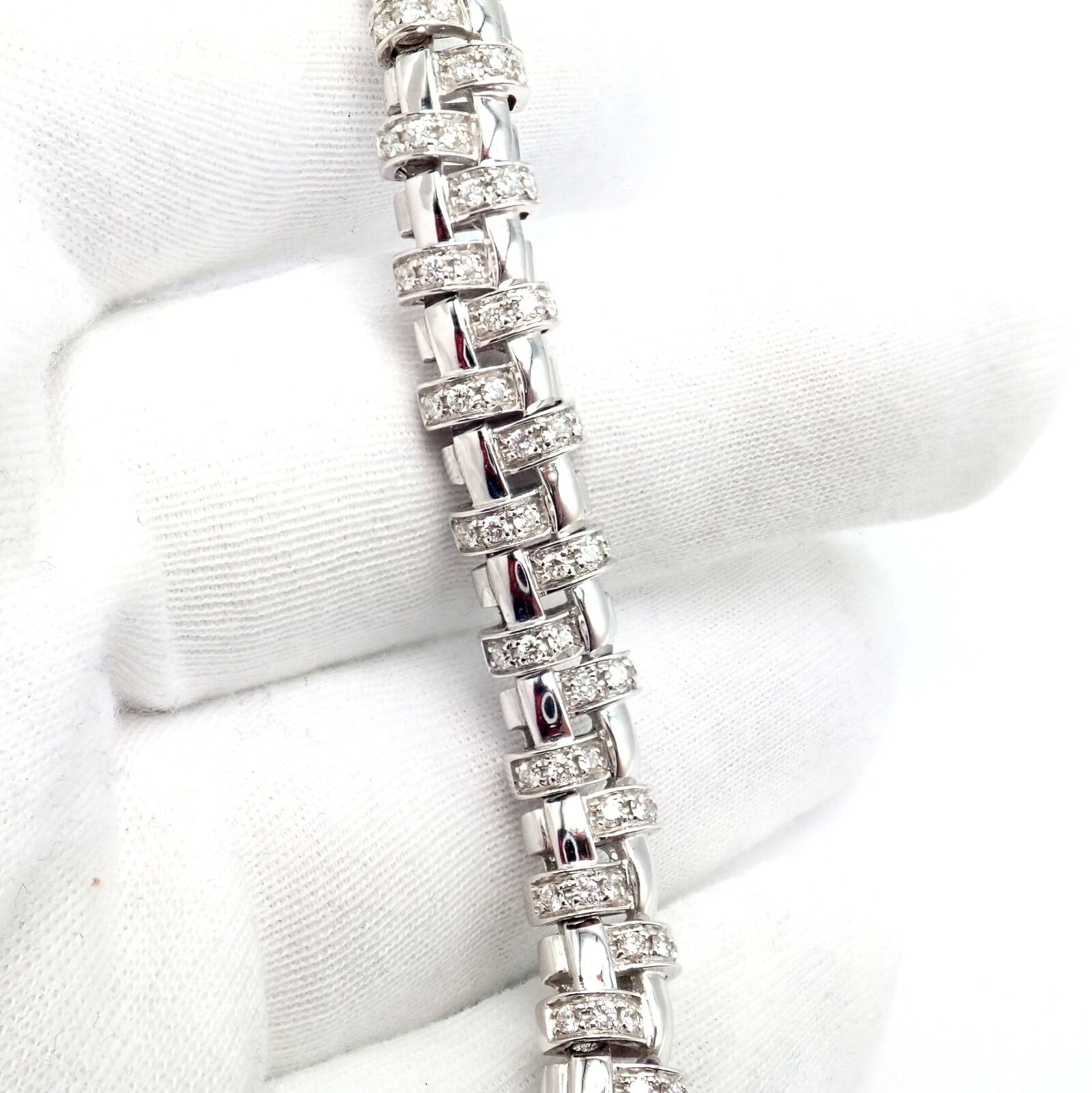 Authentic Tiffany & Co Vannerie 18k White Gold Basket Weave Diamond Necklace | Luxury Jewelry for Women | Perfect for Weddings, Anniversaries & Special Occasions