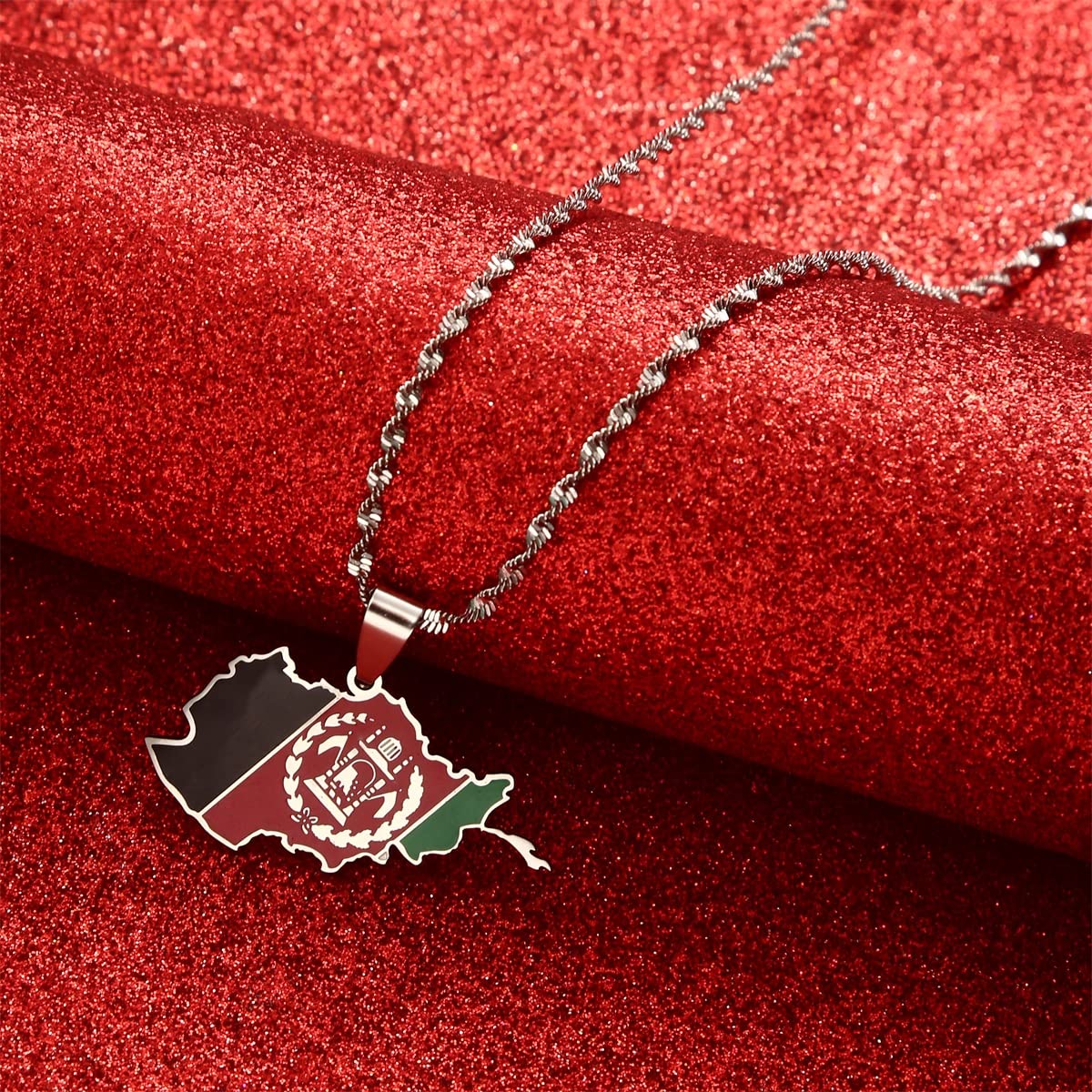 Afghanistan Map with Flag Pendant Necklace - Unique Afghan Jewelry for Men & Women - Perfect for Travel Lovers, Cultural Enthusiasts & Gift Giving