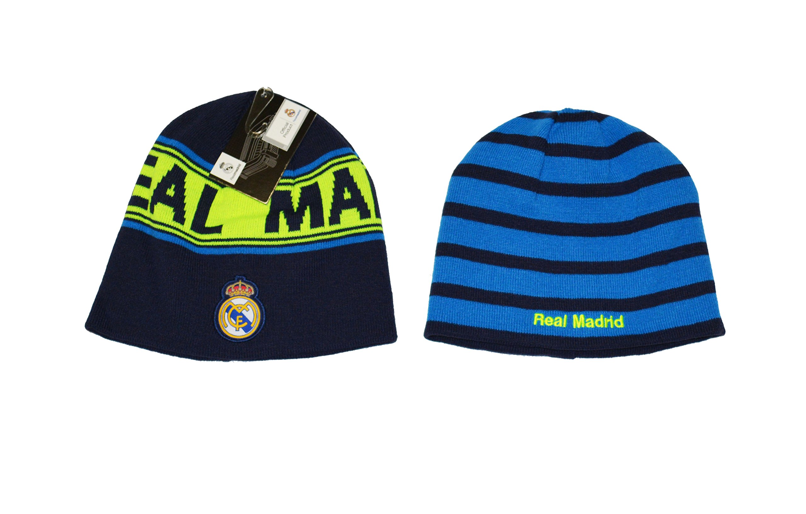 Real Madrid Beanie Skull Cap - Neon Blue Winter Hat for Men & Women | Official Football Team Merchandise | Perfect for Cold Weather, Soccer Games & Fan Gifts