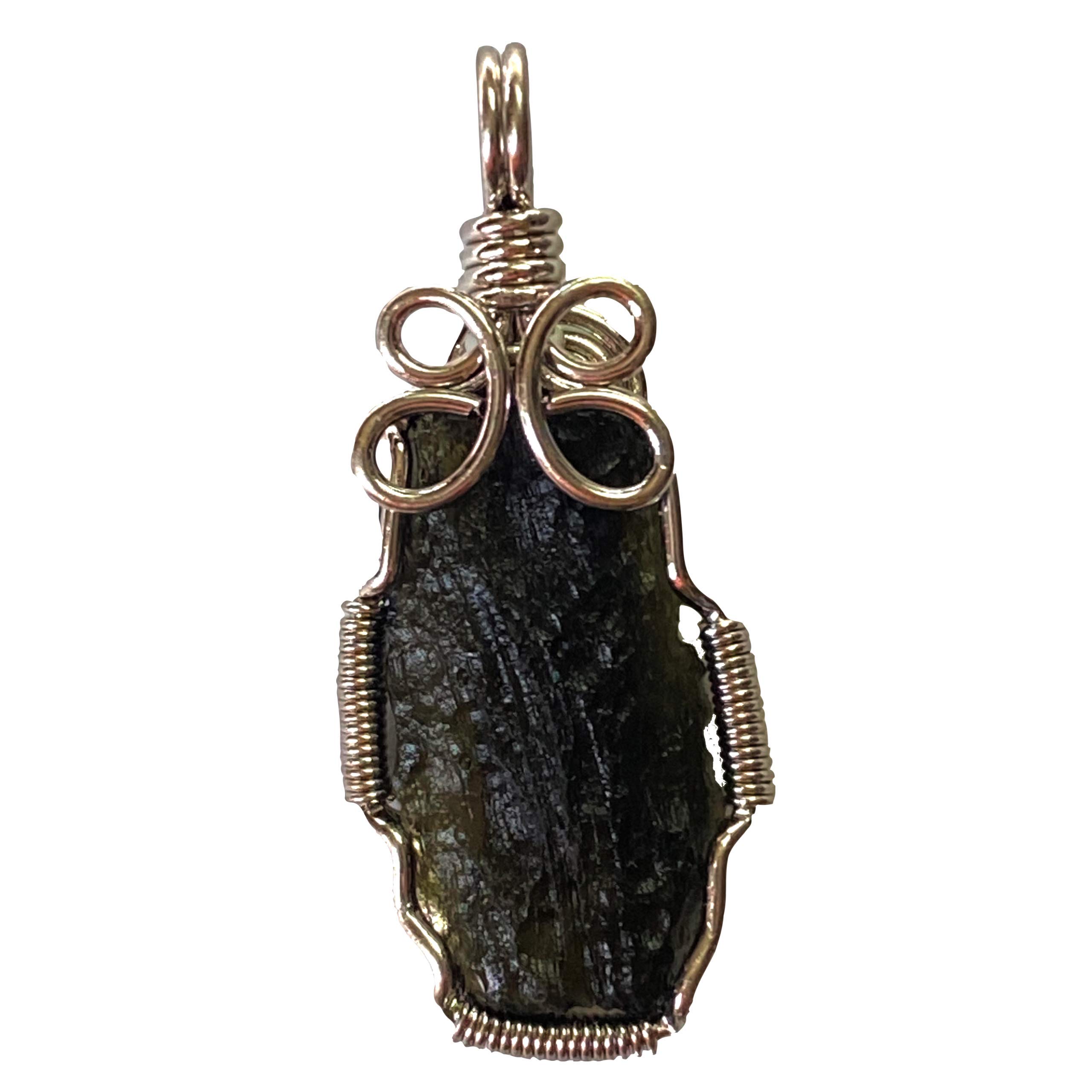 Wire Wrapped Moldavite Pendant Necklace | 25-30mm Small Green Gemstone Jewelry for Women | Spiritual Healing, Meditation & Energy Protection