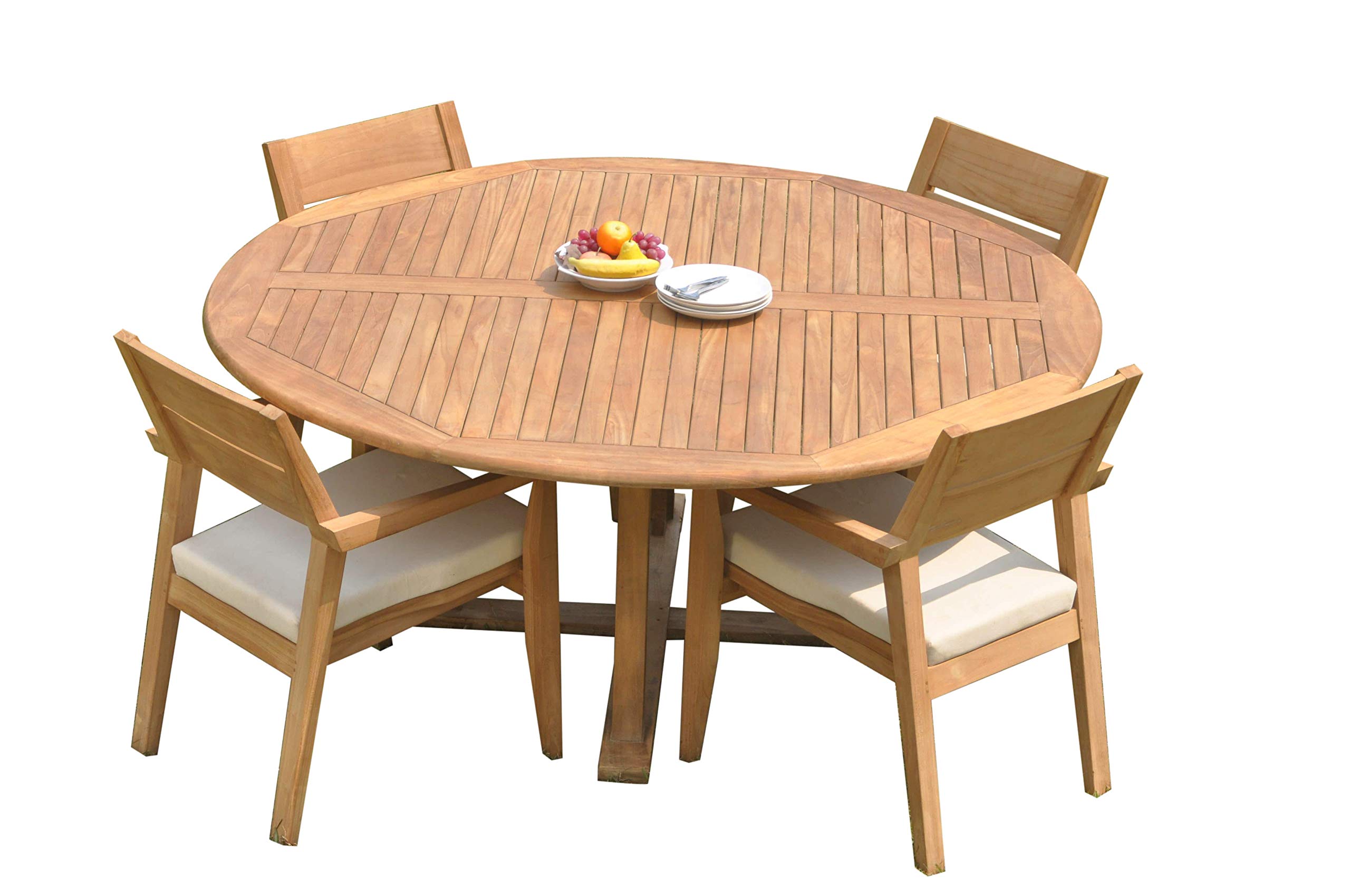 Premium 5-Piece Outdoor Teak Patio Dining Set - 72
