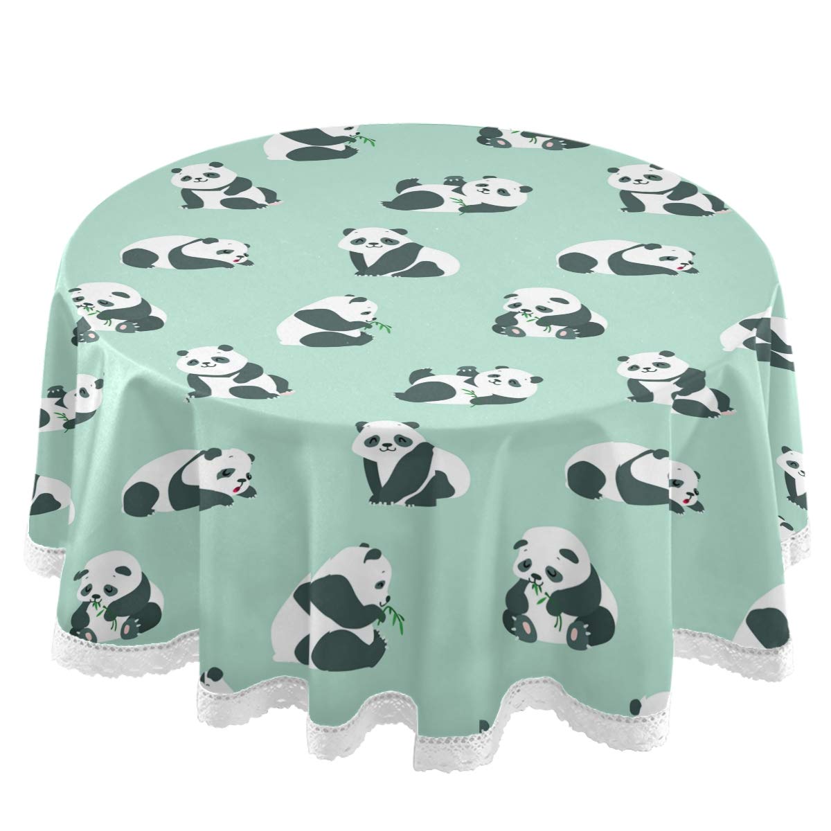 60 Inch Round White Lace Tablecloth - Cartoon Animal Polyester Table Cover for Party Decor, Dining Table Setting & Home Decoration | Perfect for Birthday Celebrations, Wedding Receptions & Holiday Dinners