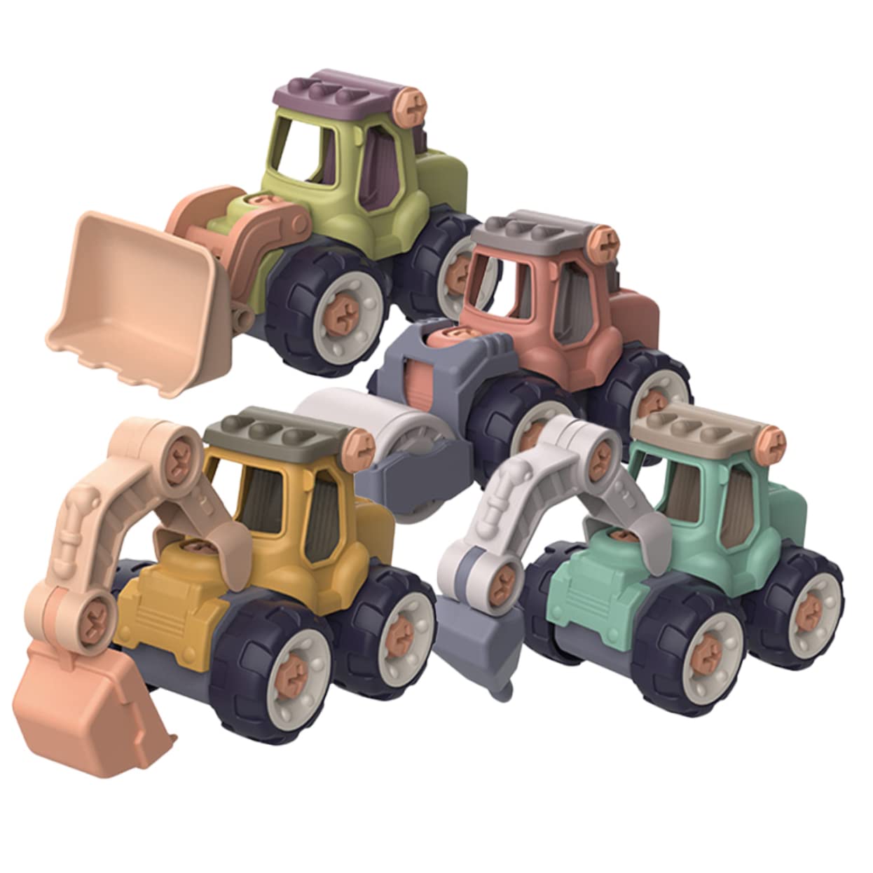 ifundom 4-Piece Mini Car Toy Set for Toddlers & Kids - Vehicle Puzzle Play Set for Boys & Girls - Perfect for Birthday Gifts, Early Learning & Pretend Play