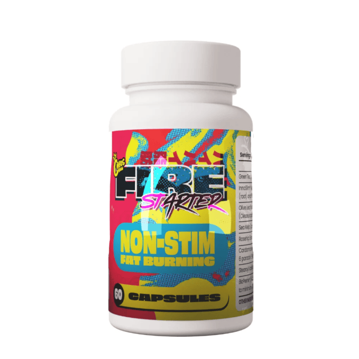Chaos Crew Fire Starter Non-Stimulant Fat Burner - 60 Capsules | Caffeine-Free Metabolism Booster & Appetite Suppressant | Weight Loss Supplement for Women & Men | Gym, Workout & Daily Energy Support