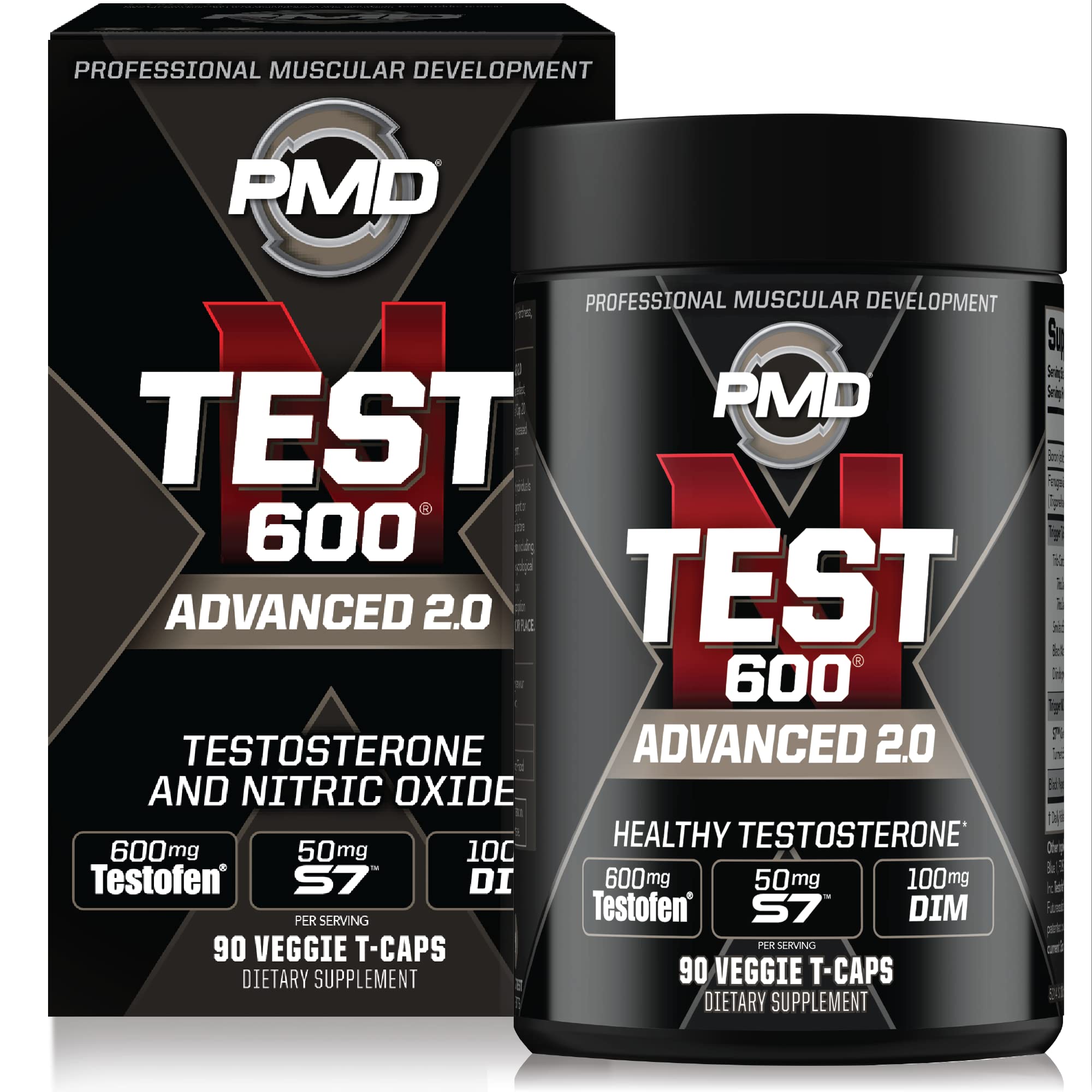 PMD Sports N-Test 600 Advanced Nitric Oxide Booster for Men - Clinically Proven Testofen Formula for Lean Muscle Growth, Strength & Estrogen Control - 90 Vegan Capsules - Pre-Workout Supplement for Gym & Fitness Enthusiasts