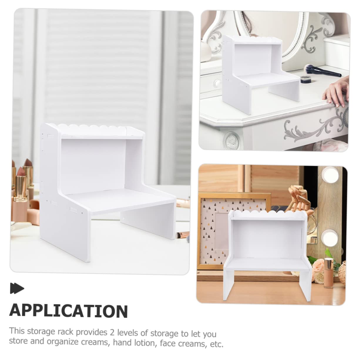 Uonlytech 2-Tier Multifunctional Makeup Organizer with Storage Cabinet - Bathroom Vanity Countertop Organizer for Cosmetics, Jewelry & Toiletries