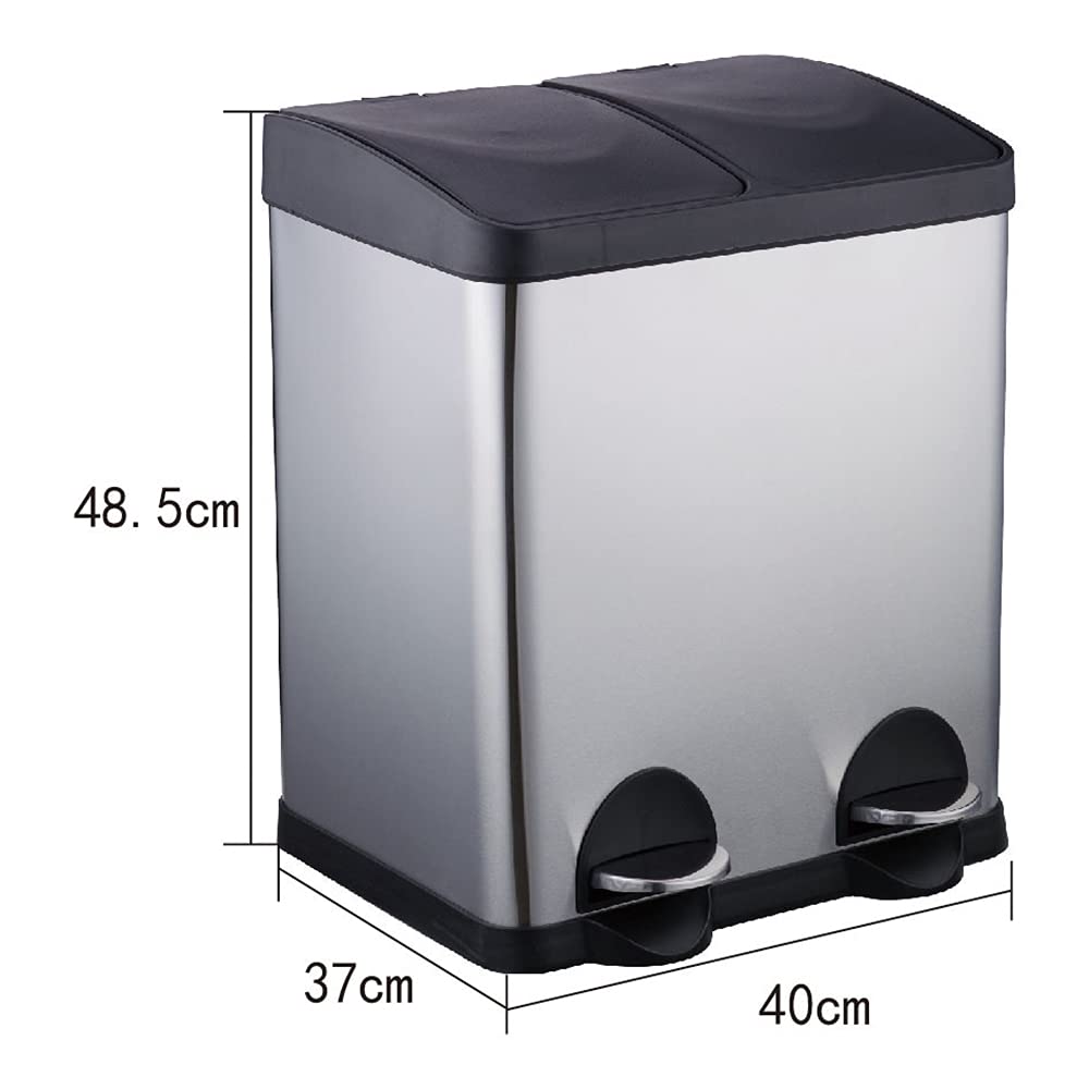 30L Stainless Steel Dual Compartment Step Trash Can with Pedal - Rectangular Kitchen Recycling Bin for Waste Sorting | Perfect for Eco-Friendly Homes, Restaurants & Offices