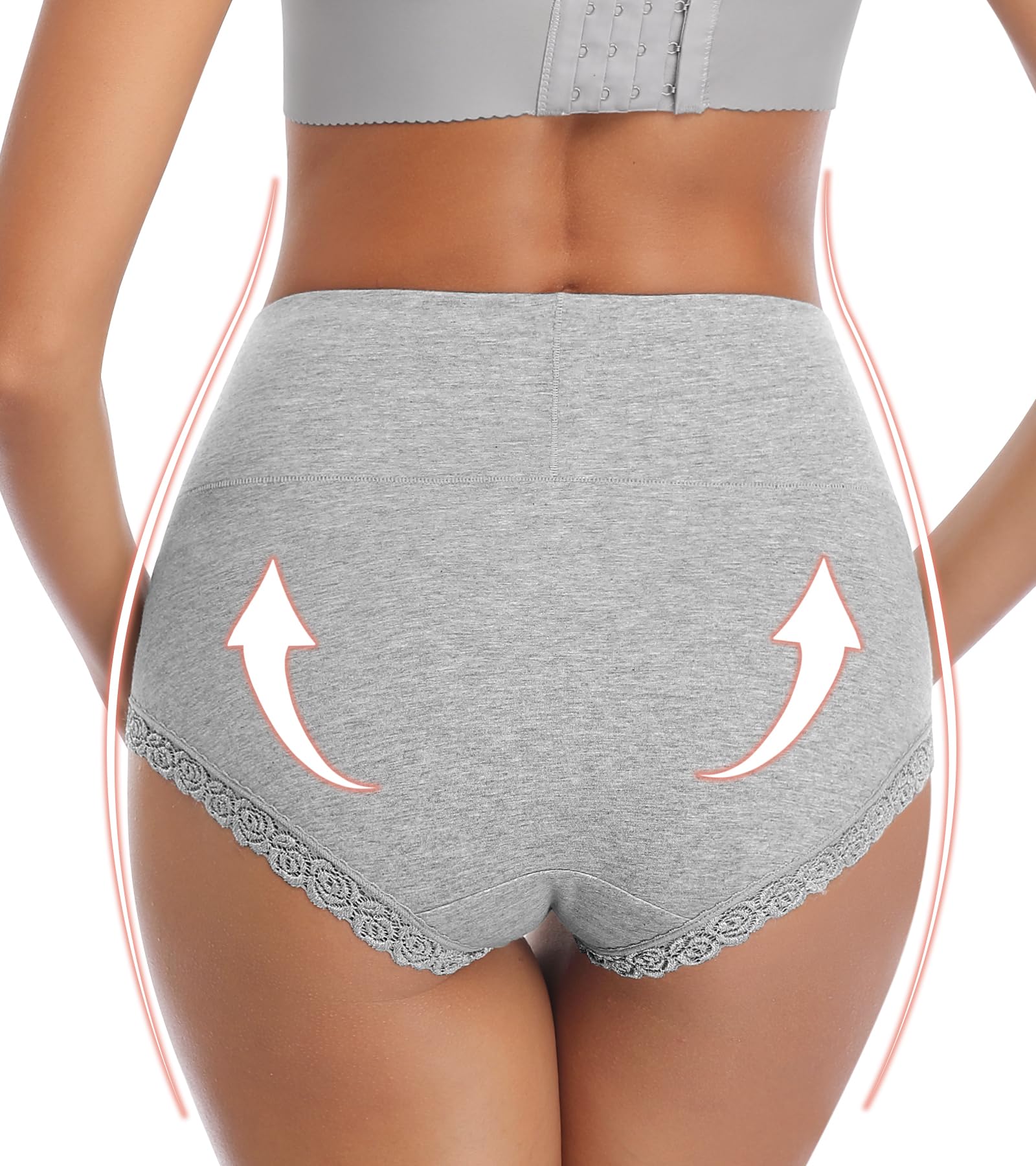 Annenmy Women's Cotton High Waisted Tummy Control Underwear - Soft Stretch Lace Panties Multipack (3/5 Pack) for Everyday Comfort & Shapewear | Perfect for Work, Yoga & Postpartum Recovery