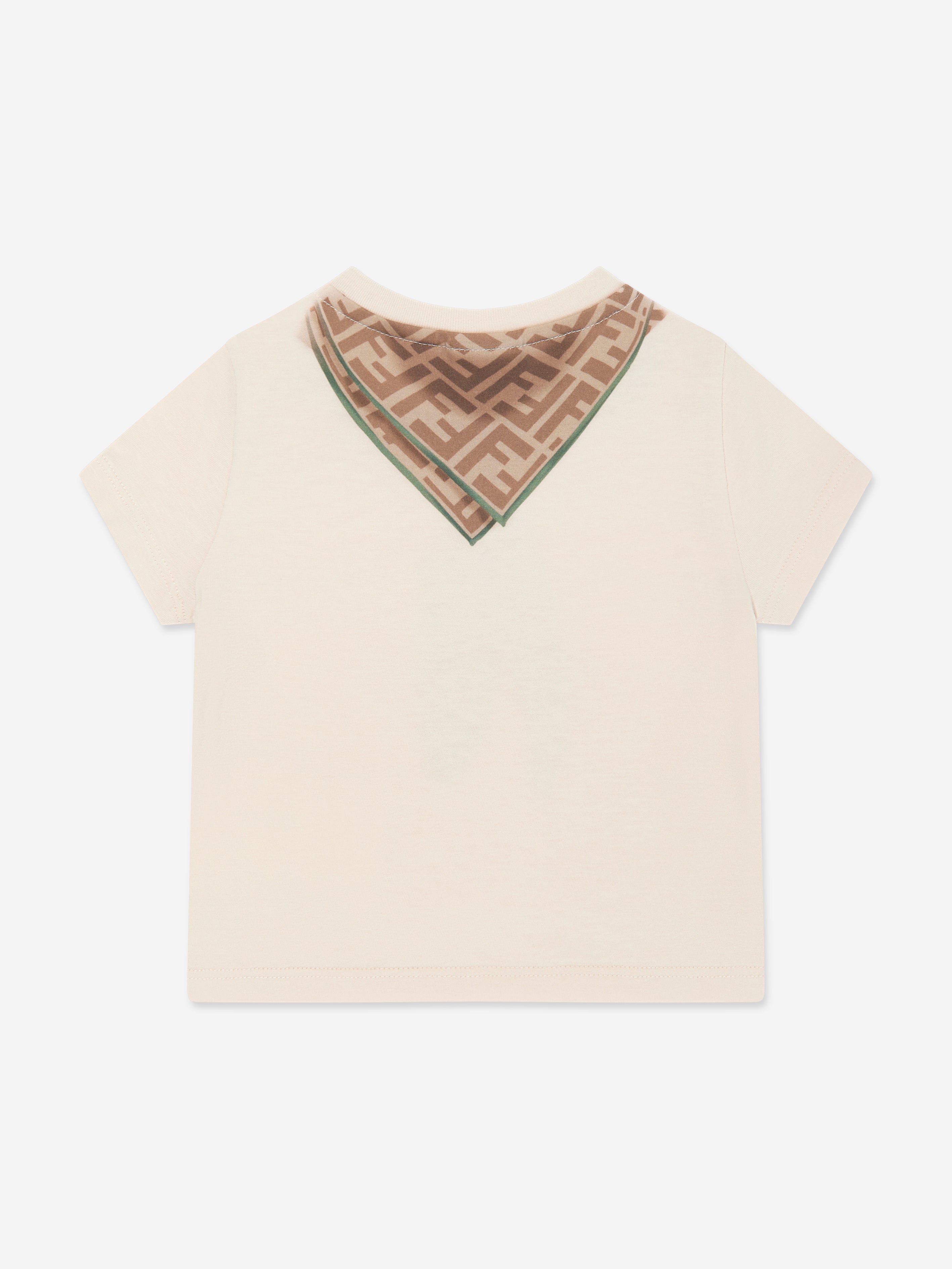 Baby Boys Scarf Print T-Shirt in Beige - Soft Cotton Casual Tee for Toddlers - Perfect for Playdates, Family Outings & Photo Shoots