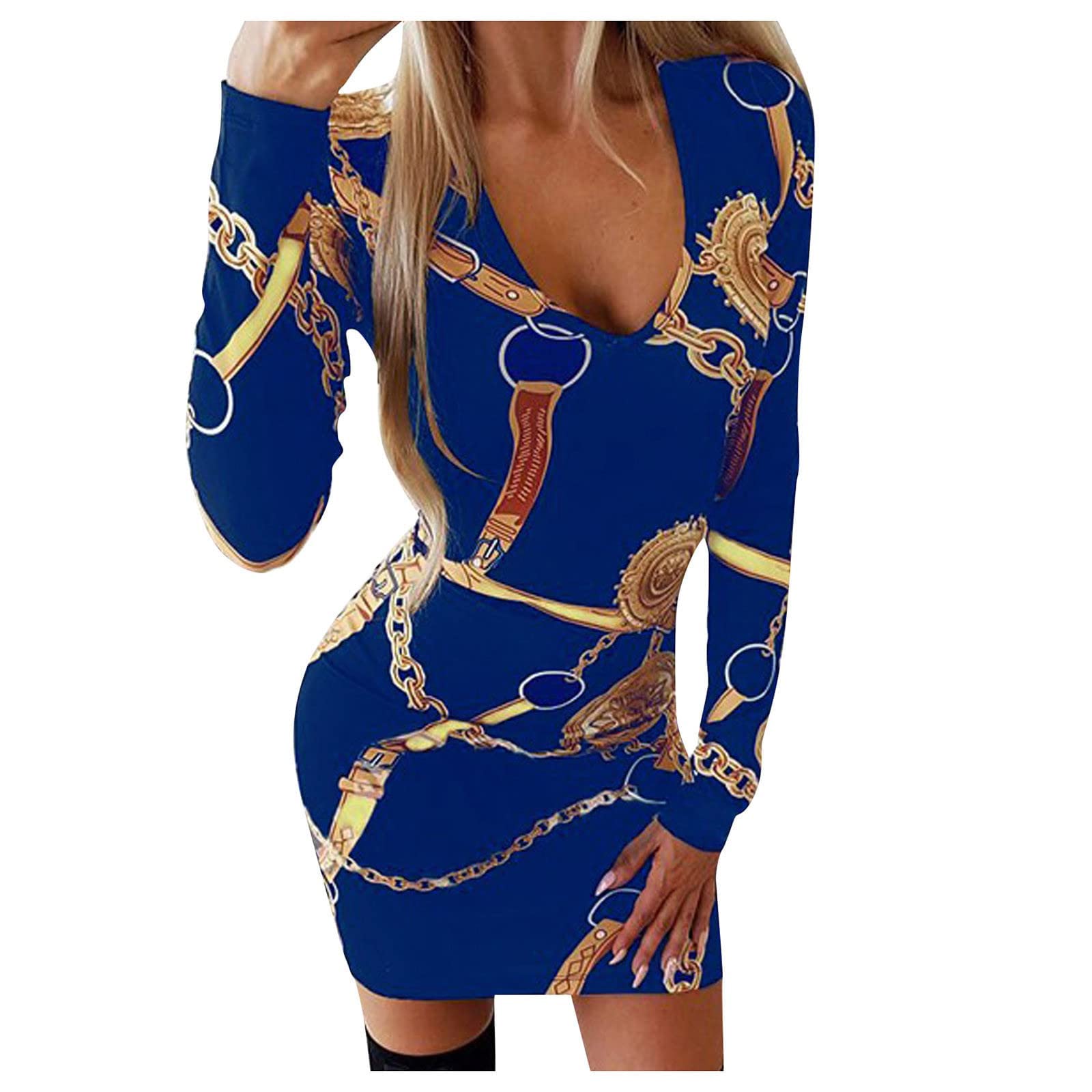 Women's Long Sleeve V-Neck Mini Fitted Dress - Slim Fit Bodycon Dress for Party, Work & Date Night | Fashionable & Comfortable