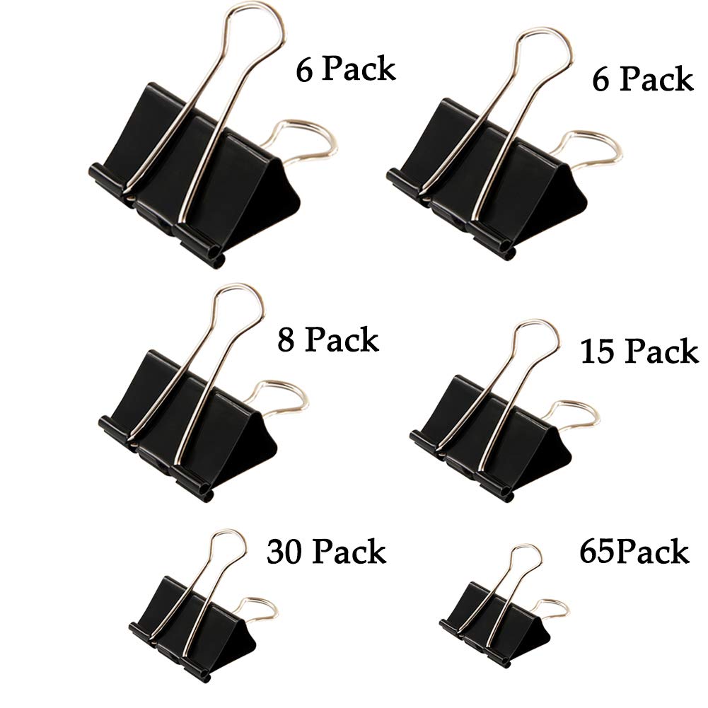 130 Pcs Black Binder Clips for Paper - Office & School Supplies