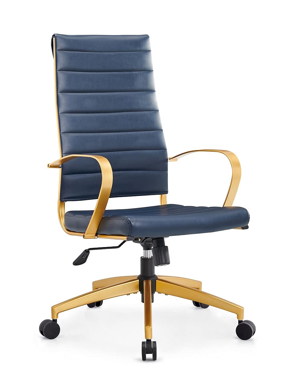 Ergonomic Office Chair with Gold & Blue Design - Adjustable Desk Chair for Home & Workspaces - Perfect for Long Hours of Sitting, Gaming, or Studying