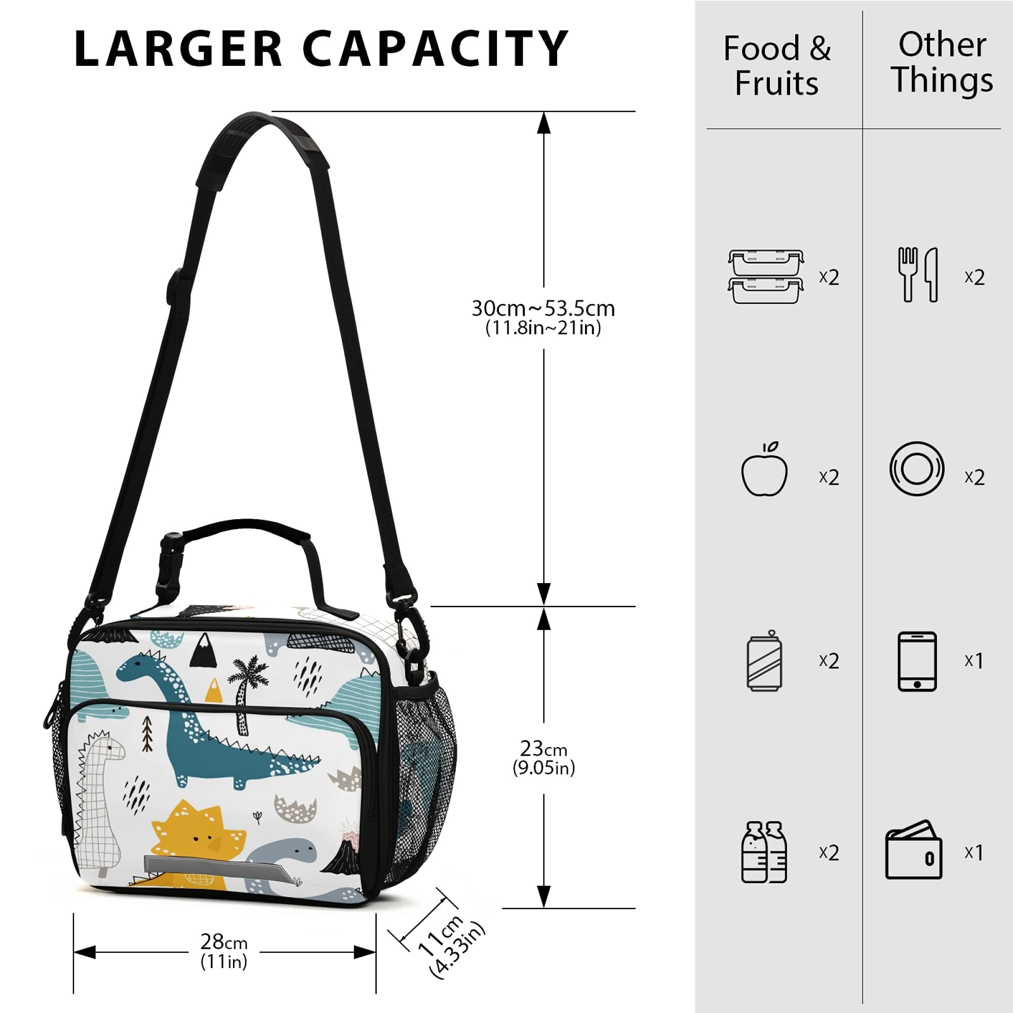 Dinosaur Lunch Box for Girls & Boys - Insulated Cooler Tote with Ice Pack, Freezable Kids Lunch Bag for School, Teens, Bento Boxes & Bottle Holder - Perfect for Picnics, School Lunches & Outdoor Adventures