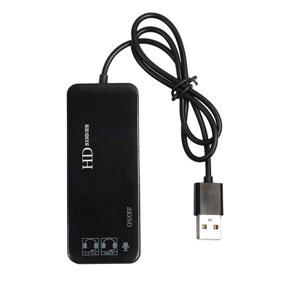 Echwave 3-Port USB 2.0 Hub with 7.1 Channel Sound Card - External USB Audio Adapter for PC, Headset & Microphone - Black | Perfect for Gaming, Streaming & Conference Calls