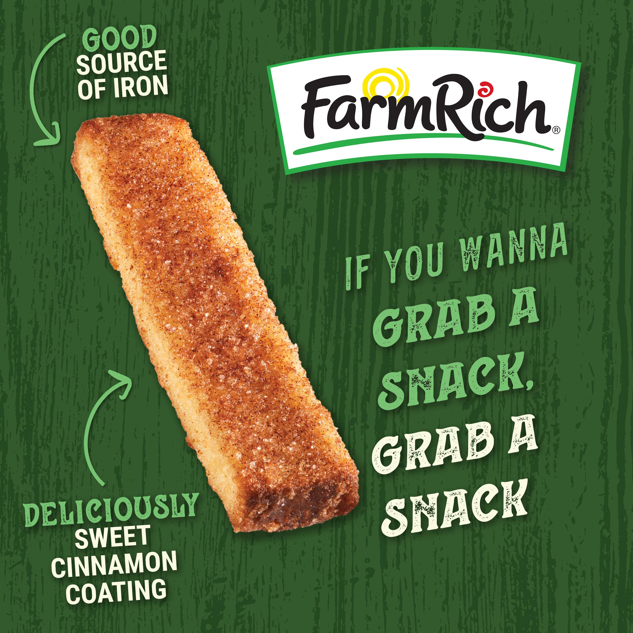 Farm Rich Cinnamon French Toast Sticks - 12 oz, Frozen Breakfast Sticks with Cinnamon Sugar Topping | Quick & Easy Morning Meal, Kids Breakfast, School Snacks, After-School Treats