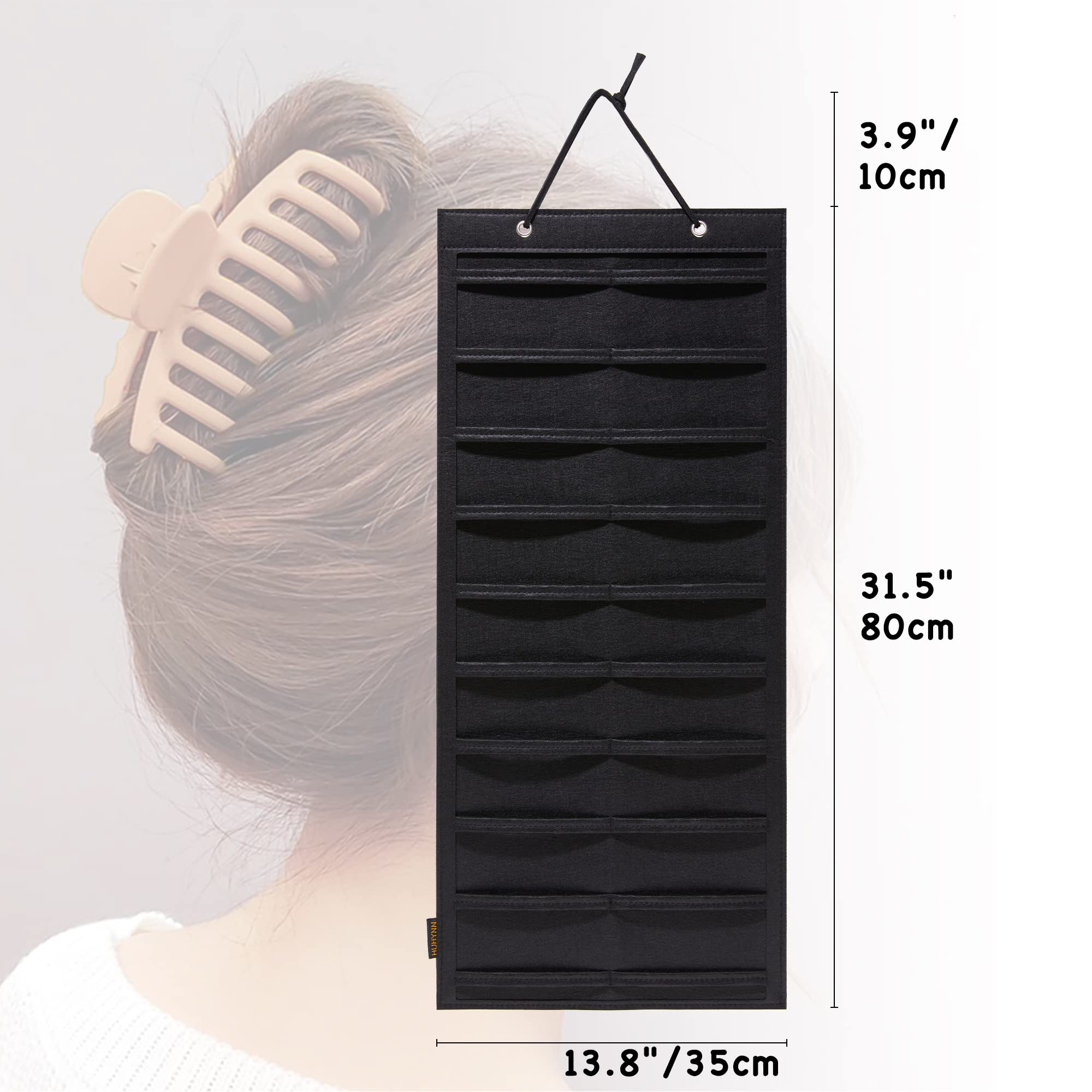 Wall Mounted Hair Claw Clip Organizer for Women & Girls - Black Hair Accessory Storage Holder for Closet, Door, or Bathroom - Perfect for Home, Dorm, and Travel Organization