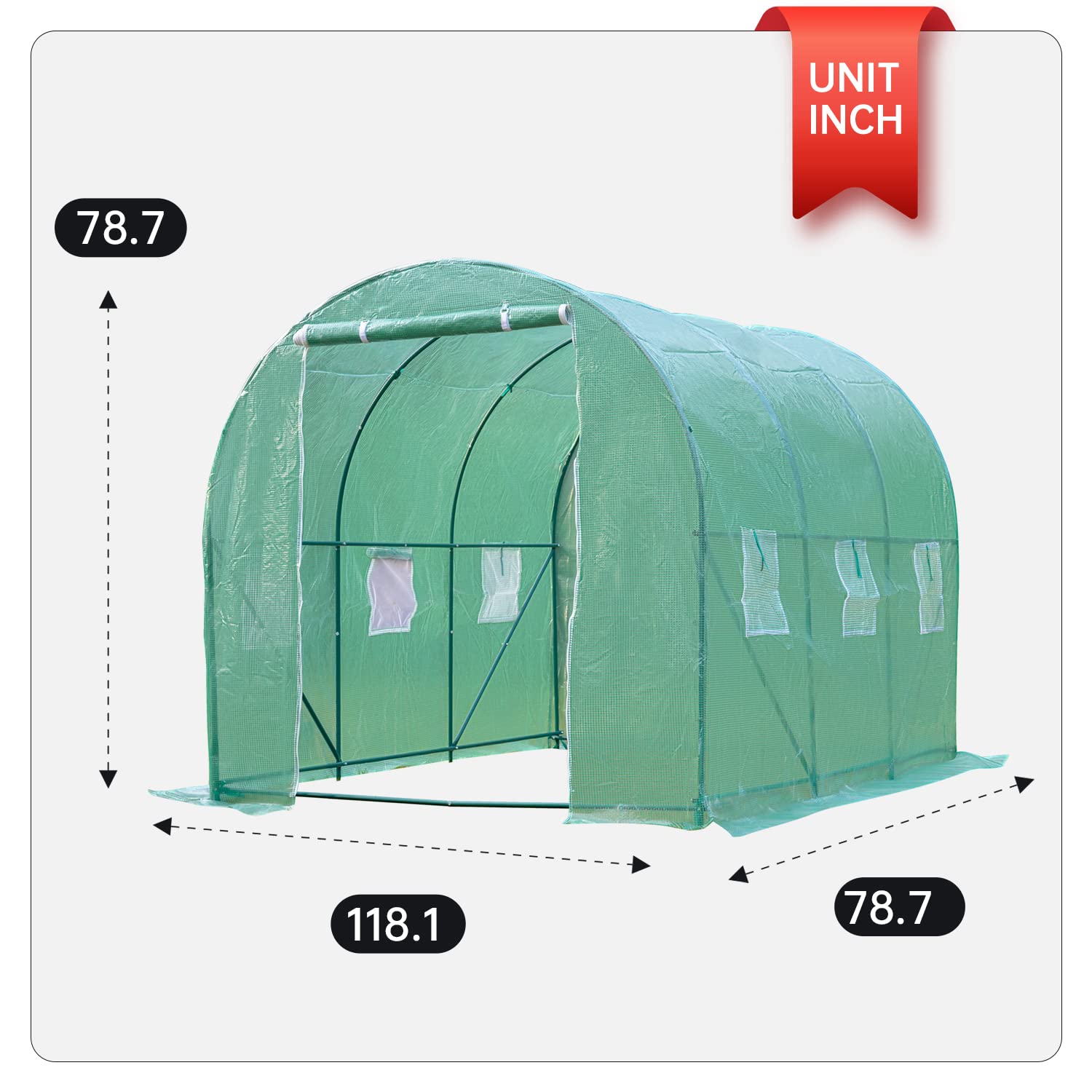 10'x7'x7' Large Walk-in Portable Greenhouse for Outdoor Gardening - Durable Plastic Greenhouse with Observation Windows & Roll-Up Door - Perfect for Seed Starting, Plant Protection & Backyard Gardening
